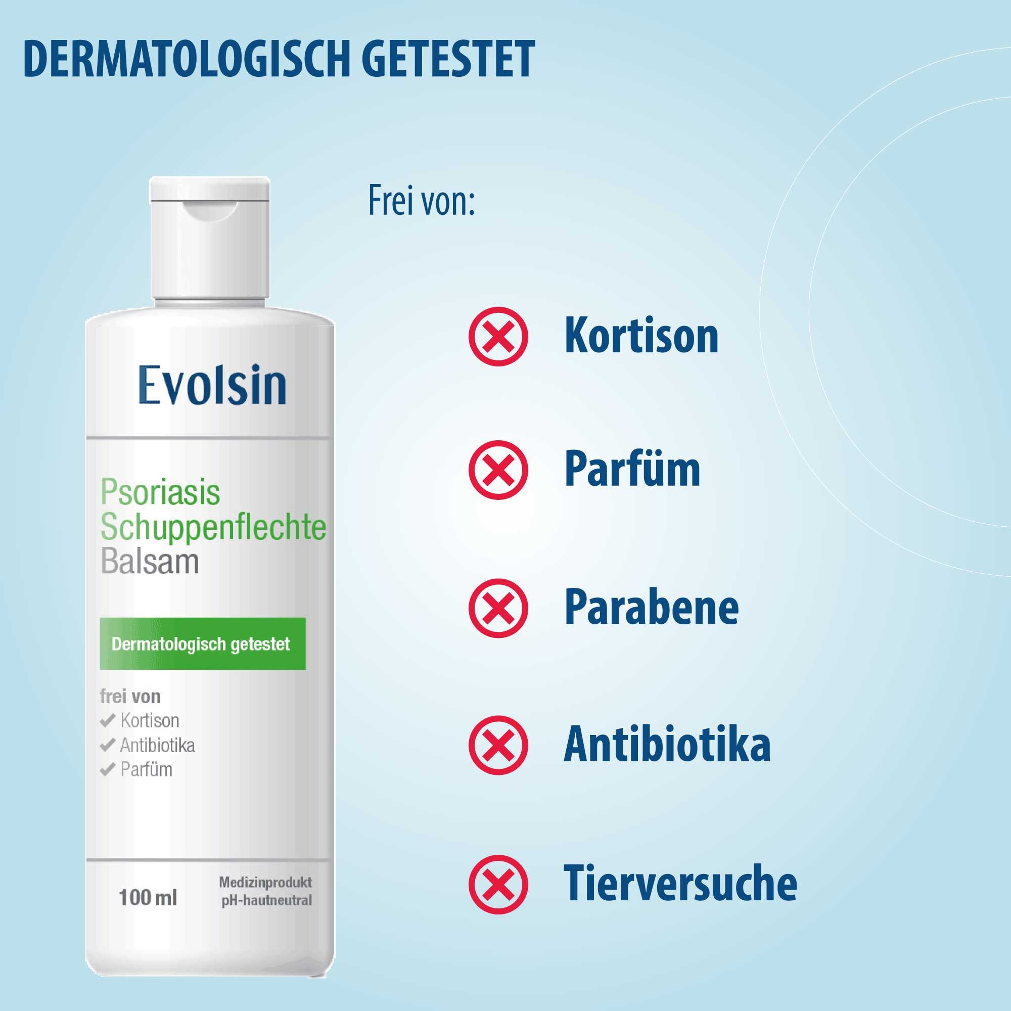 Evolsin Hautcreme Psoriasis Schuppenflechte Balsam - OHNE Kortison, Zertifiziertes Medizinprodukt mit patentierter Wirkweise