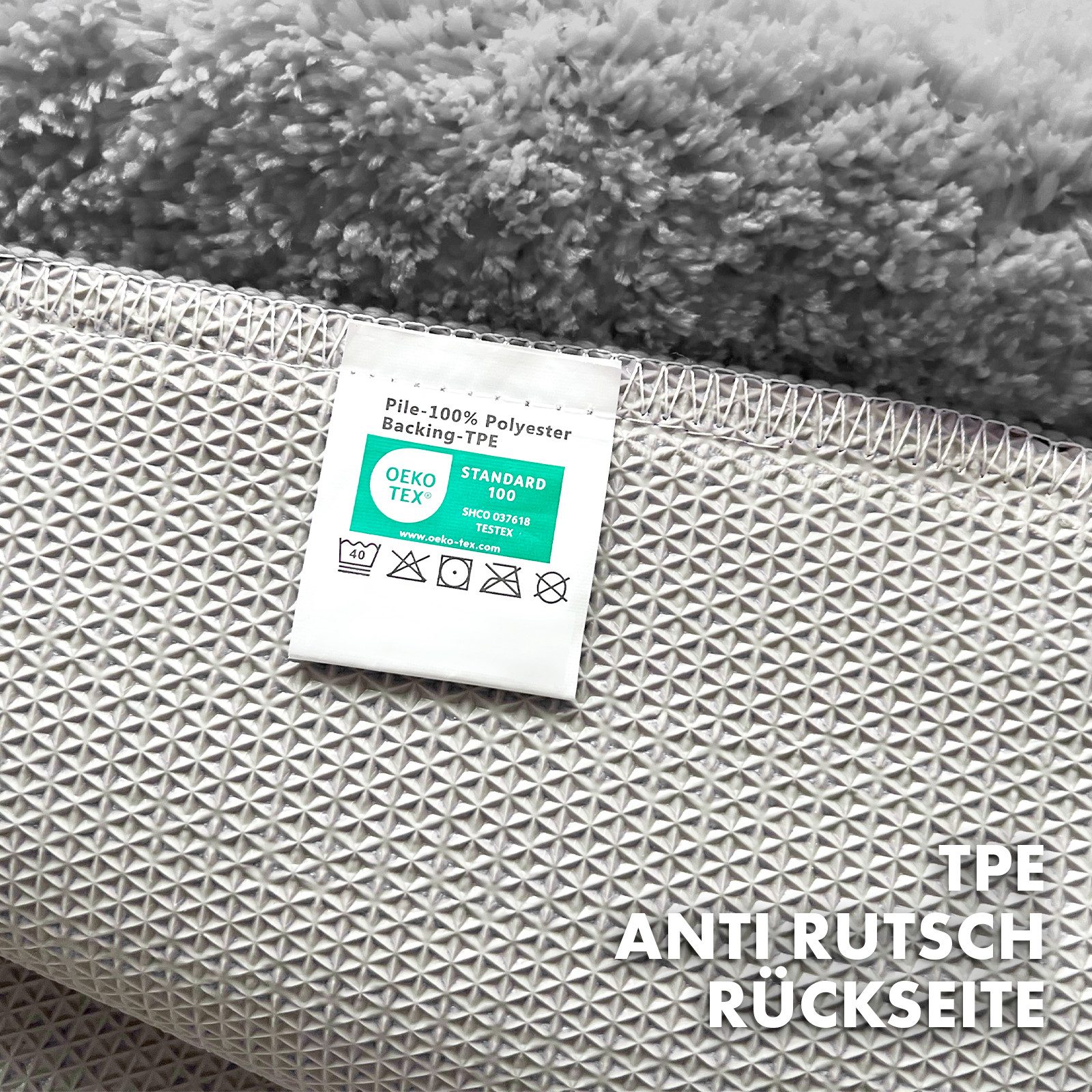 Floordirekt Badematte Maris – Flauschiger Badteppich, Blattstruktur, rutschfest & waschbar, rutschhemmend beschichtet, schnell trocknend, fußbodenheizungsgeeign – Bild 5 von 5