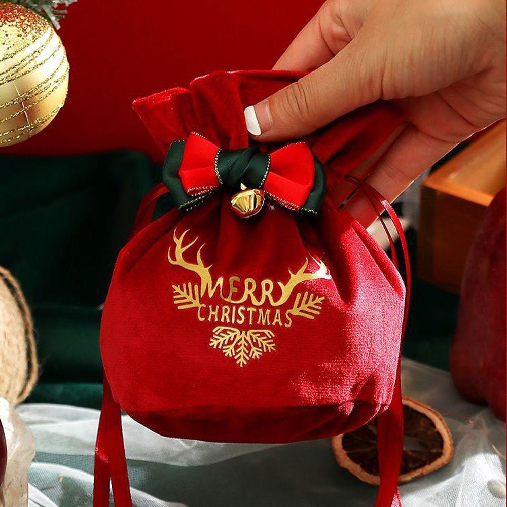 Tragbares, AUzzO~ für Süßigkeiten für Geschenkpapier Weihnachten Weihnachtsfeier 2-tlg Weihnachtsdekoration geschenktüte Apfeltasche
