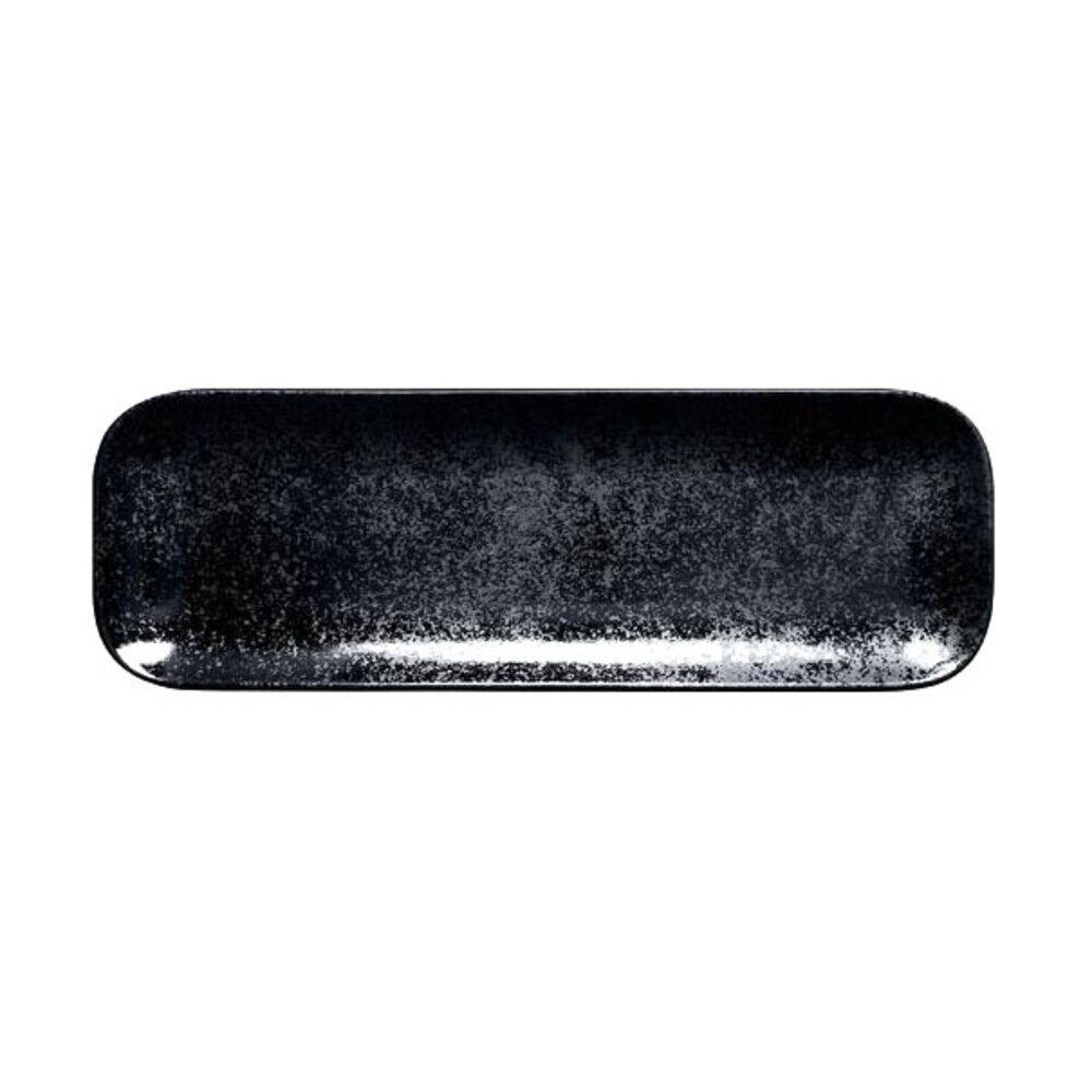 Rak Servierplatte Platte recht. 33x11x1,7cm Fusion Karbon schwarz, Porzellan, (1-tlg), Platte recht., 33,00cm, Porzellan, schwarz