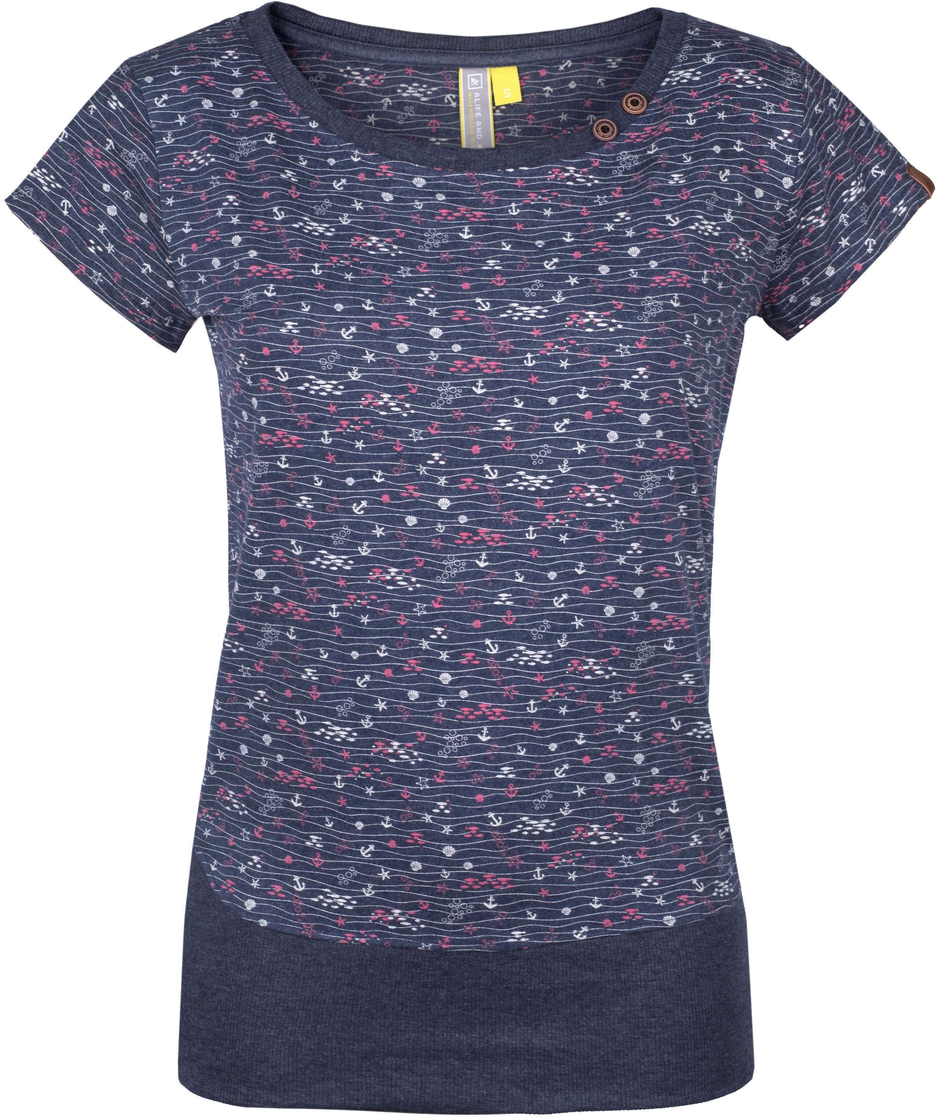 Alife & Kickin T-Shirt maritimes Shirt mit breitem Bündchen marine print