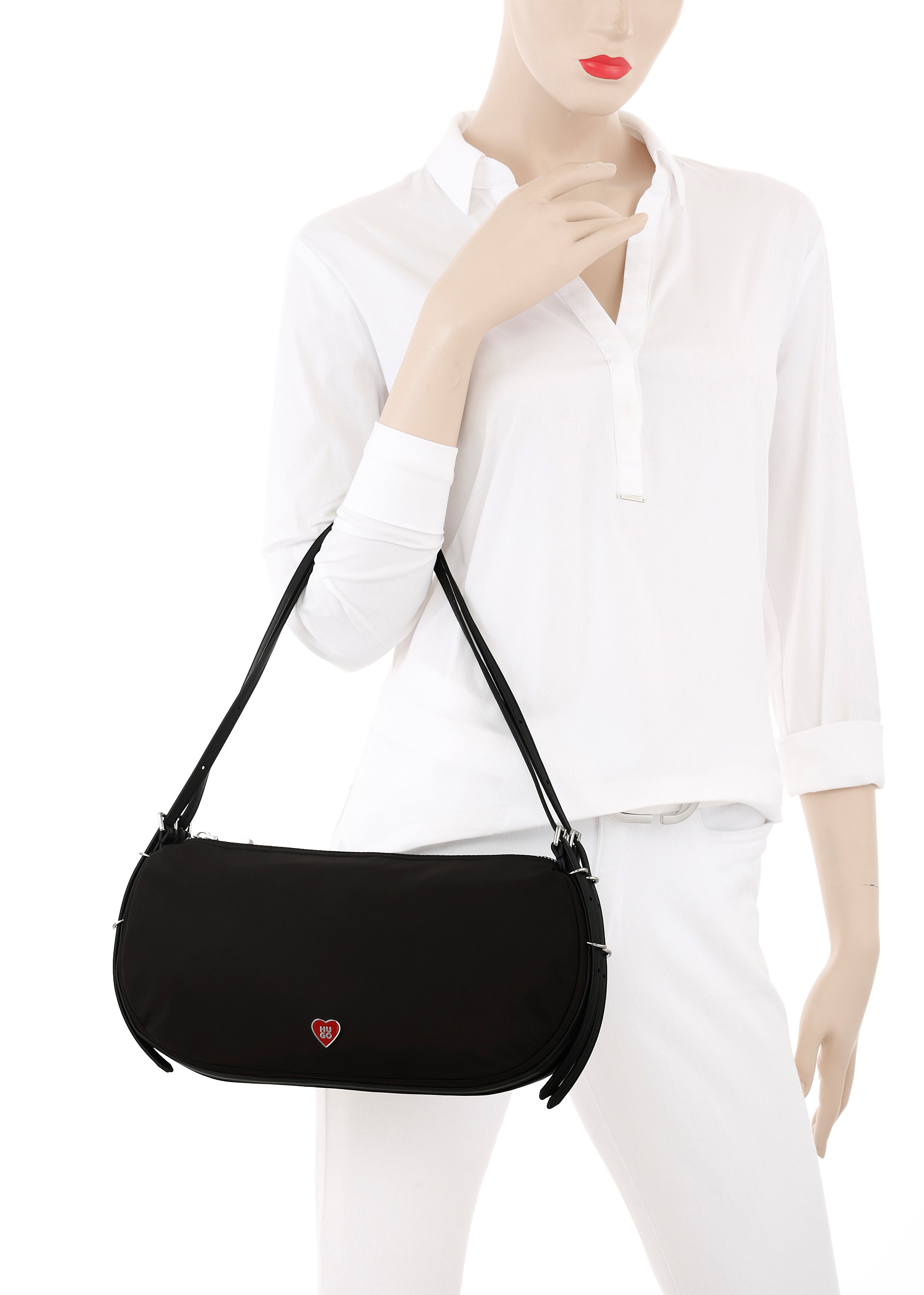 HUGO Schultertasche Neeko, Damen Beuteltasche, Handtasche Umhängetasche mit doppeltem Henkel