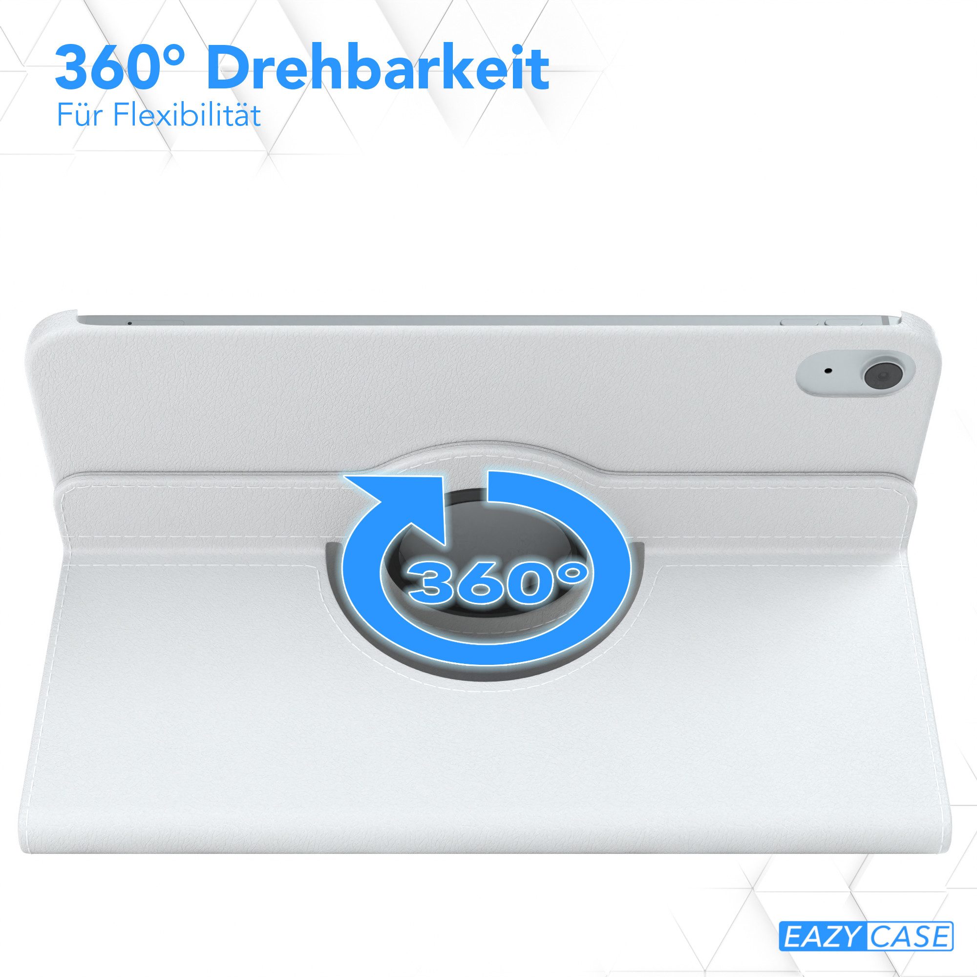 EAZY CASE Tablet-Hülle Rotation Case für Apple iPad 10. Gen. (2022) 10,9 Zoll, Schutzhülle mit Sleep Wakeup Funktion Tablet Tasche kratzfest Weiß