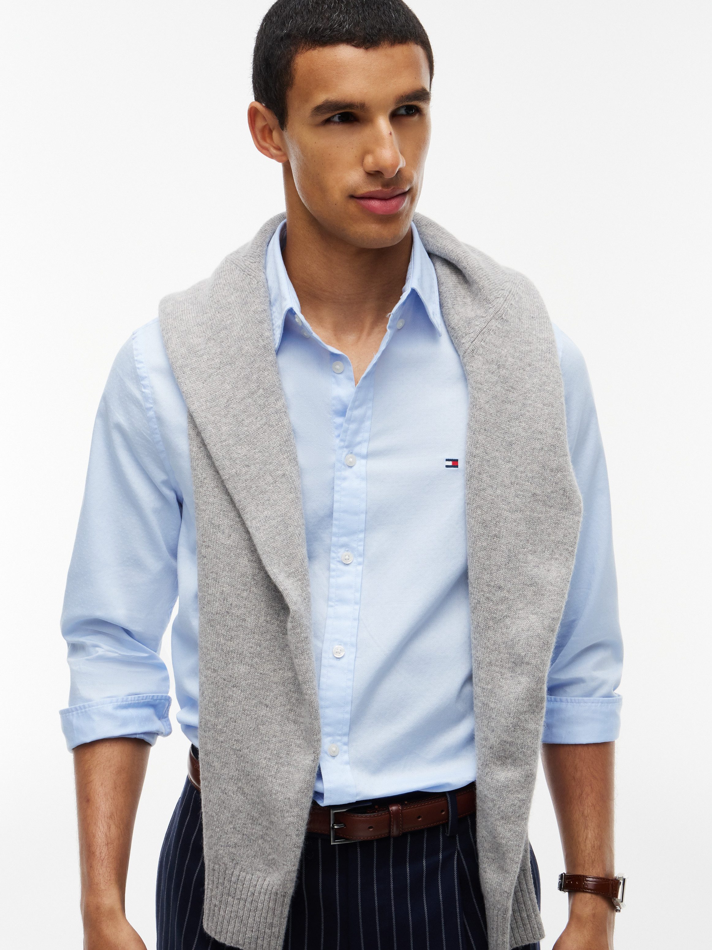 Tommy Hilfiger Langarmhemd FLEX DOBBY SLIM FIT Slim Fit Dobby Structure