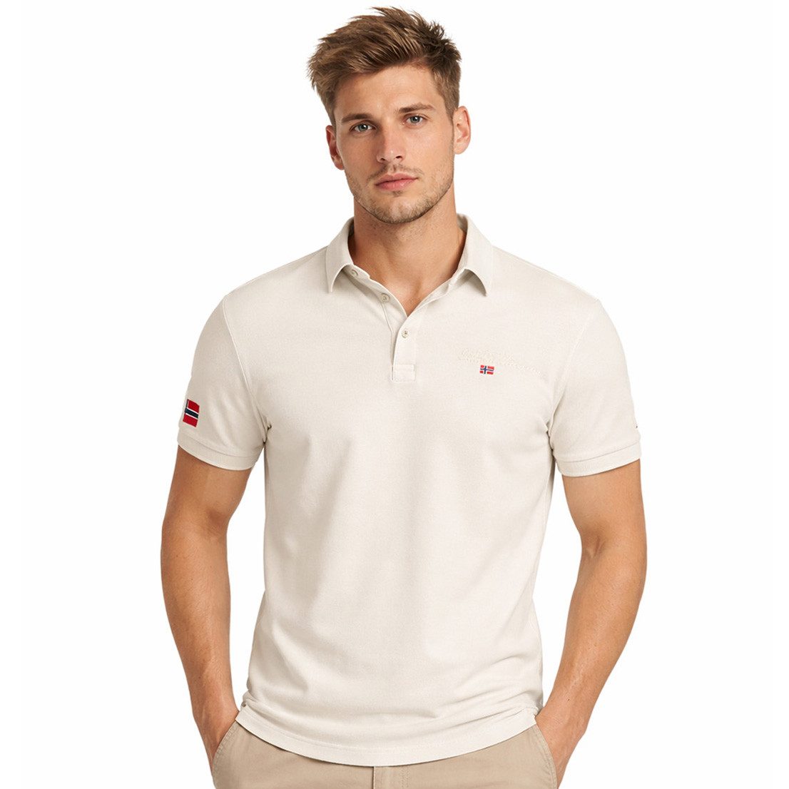 Geographical Norway Poloshirt Herren Poloshirt Kurzarm 100% Baumwolle Piqué Regular Fit