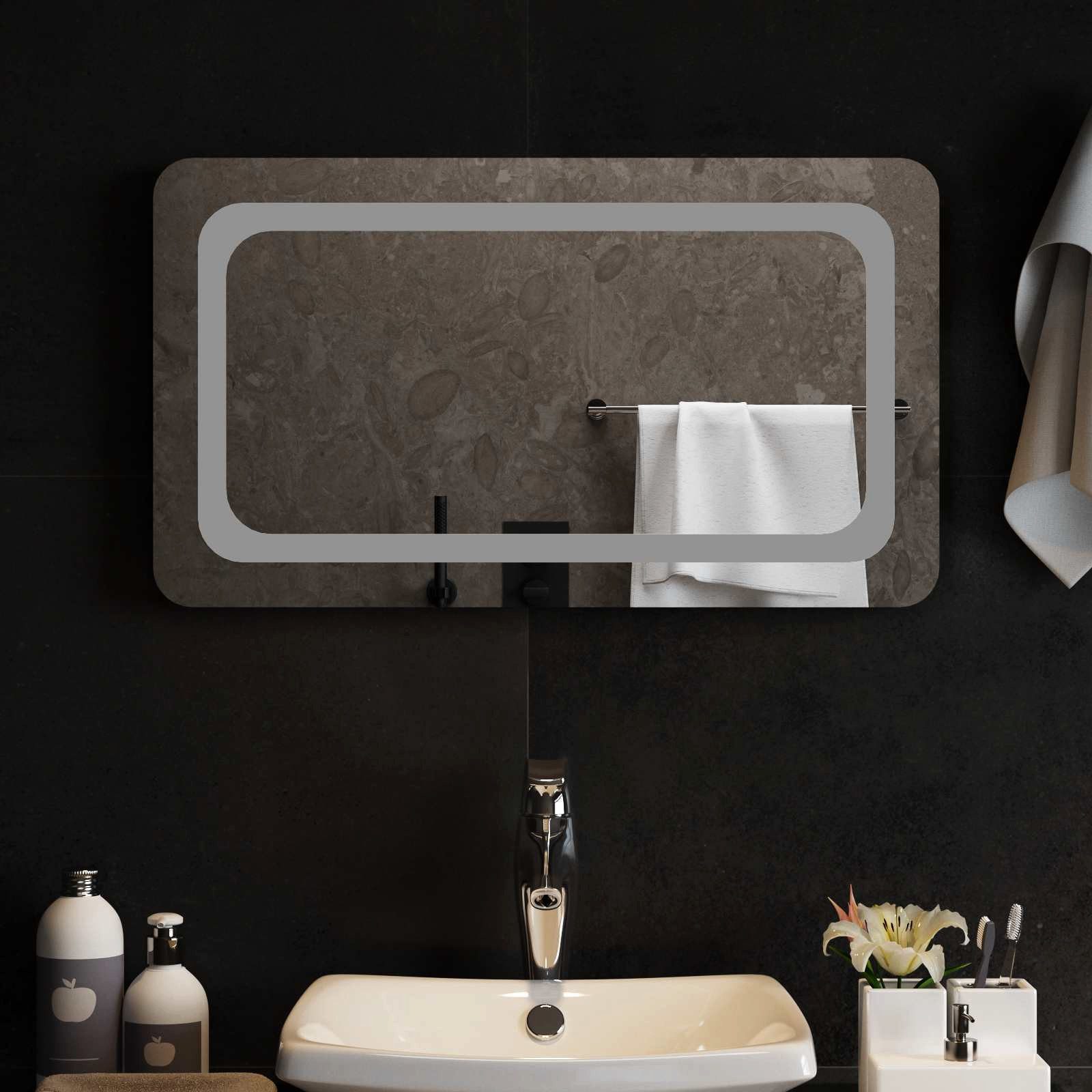 vidaXL Duschablage LED-Badezimmerspiegel Transparent 70 x 40 cm Gehärtetes Glas, 1-tlg.