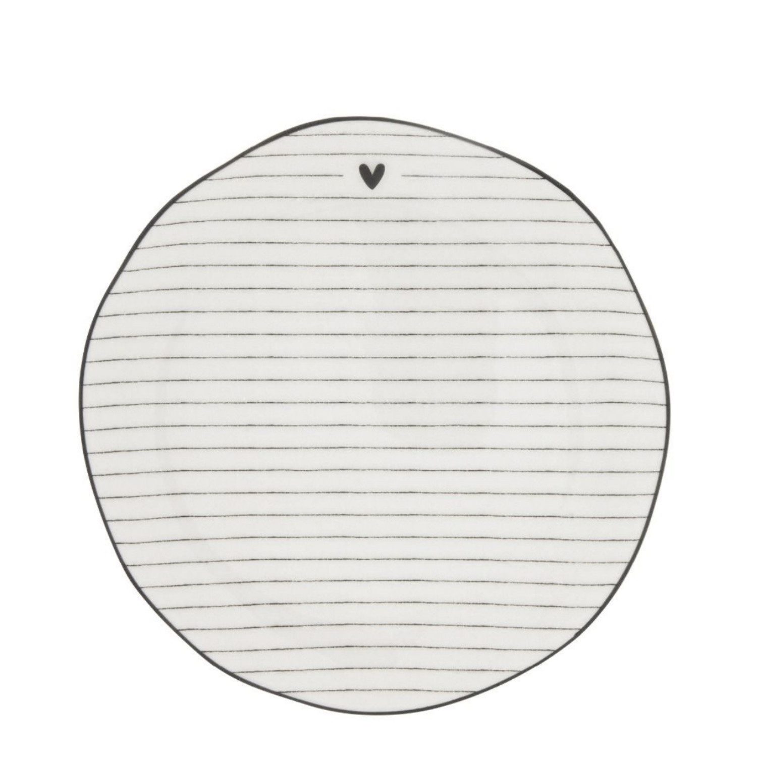 Bastion Collections Kuchenteller Schwarzes Herz, Spülmaschinengeeignet, Weiß, Motiv: Streifen