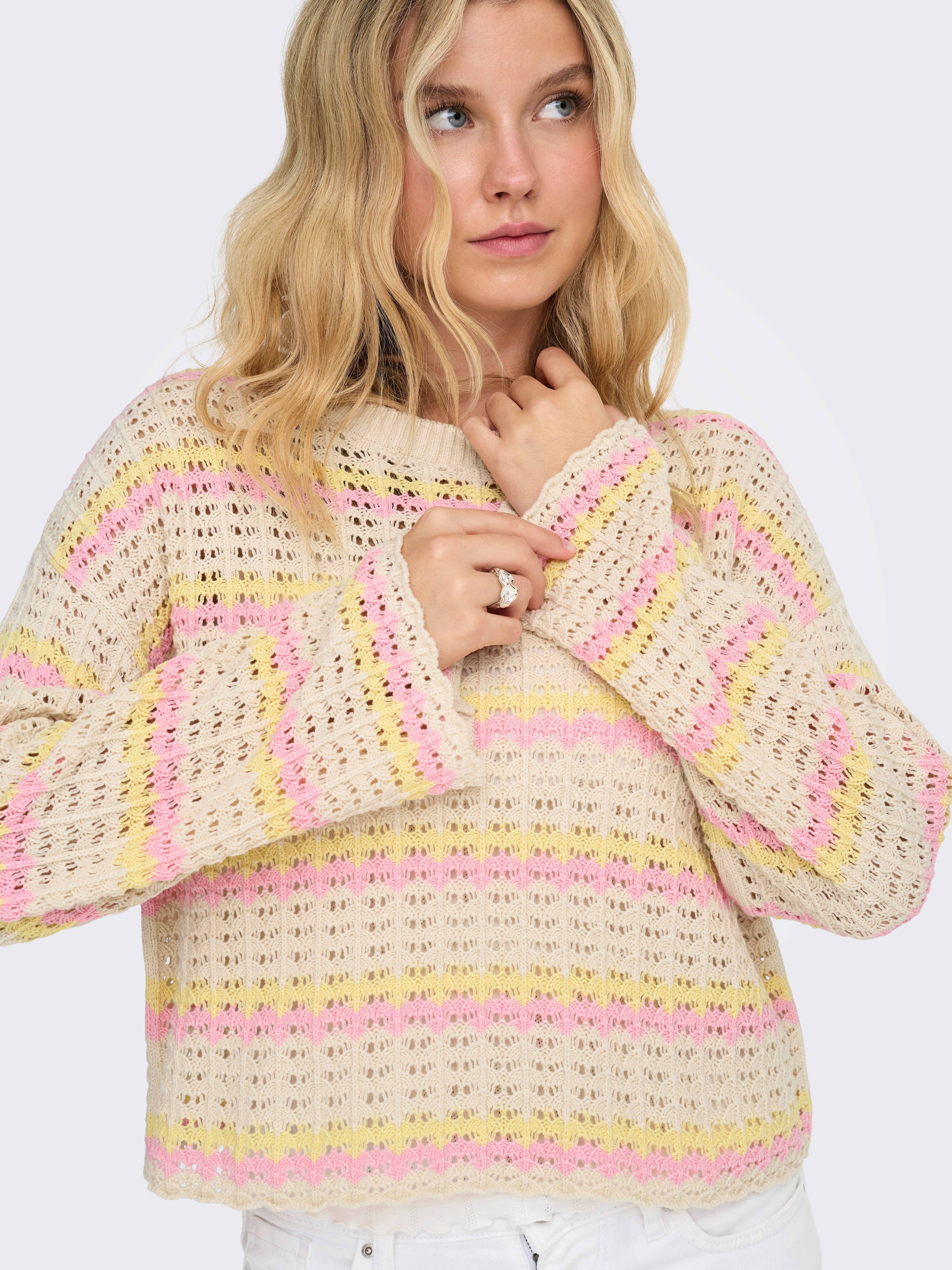 ONLY Rundhalspullover ONLASA LS SHORT O-NECK CC KNT