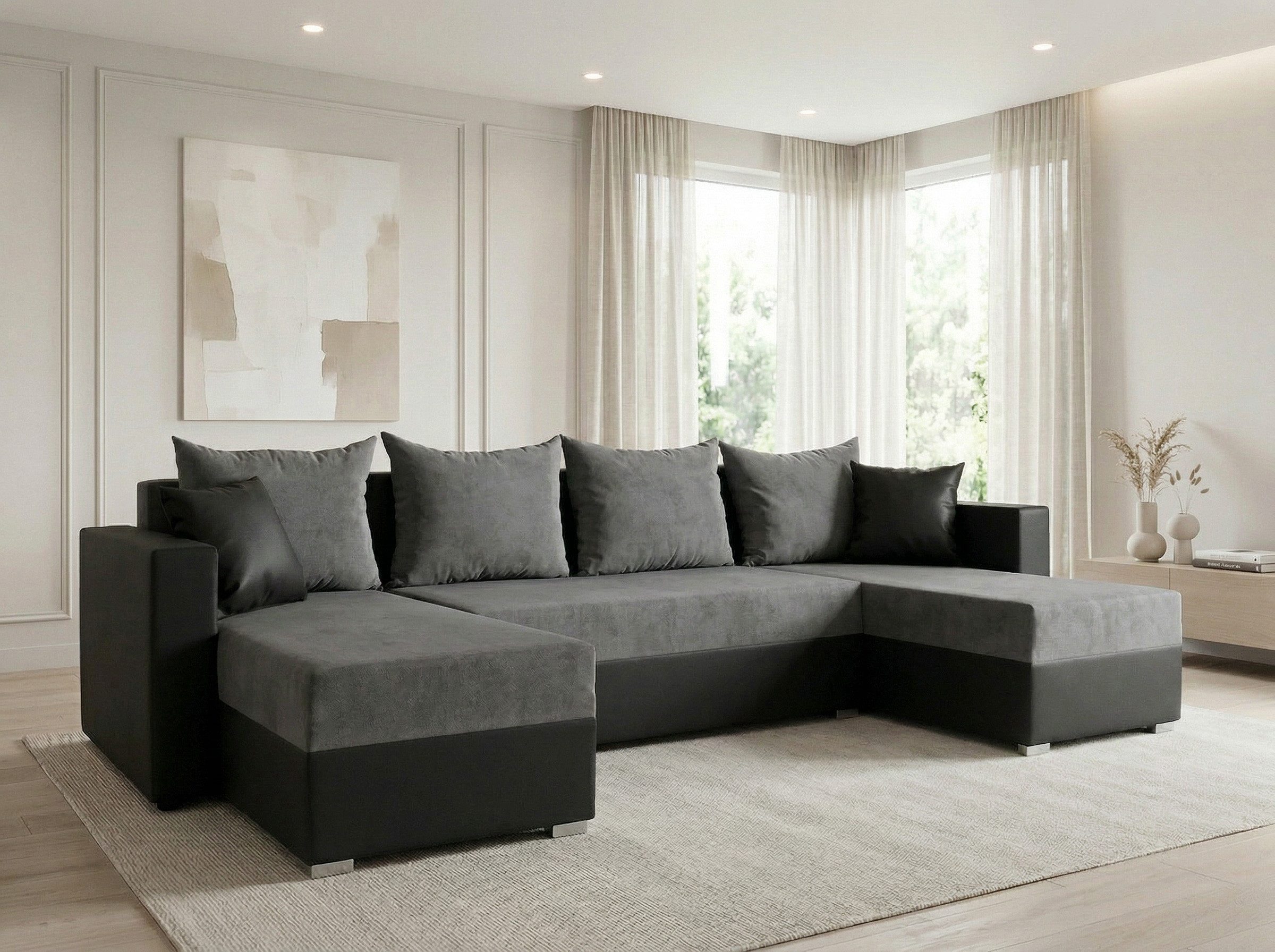 Sofnet Wohnlandschaft Beno, mit Schlaffunktion und Bettkasten, Ecksofa, U-Form Couch, Schlafsofa