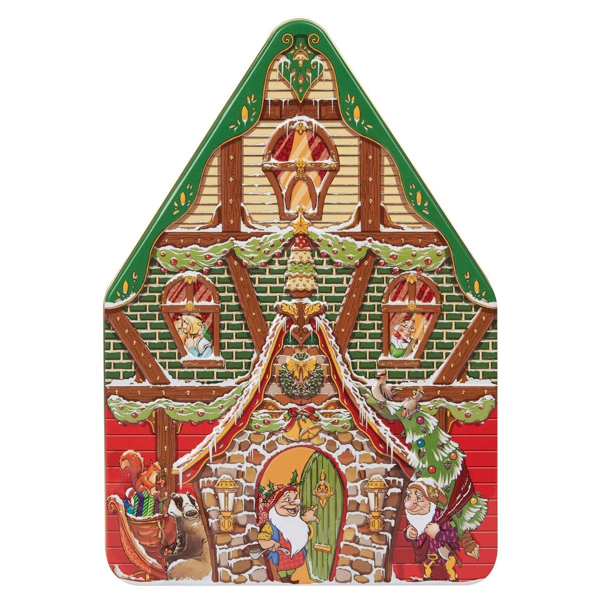 POWERHAUS24 Keksdose Blechdose winterliche Zwergenhütte 22,5 x 15,5 cm, Hochwertiges Blech, (Kein Set)