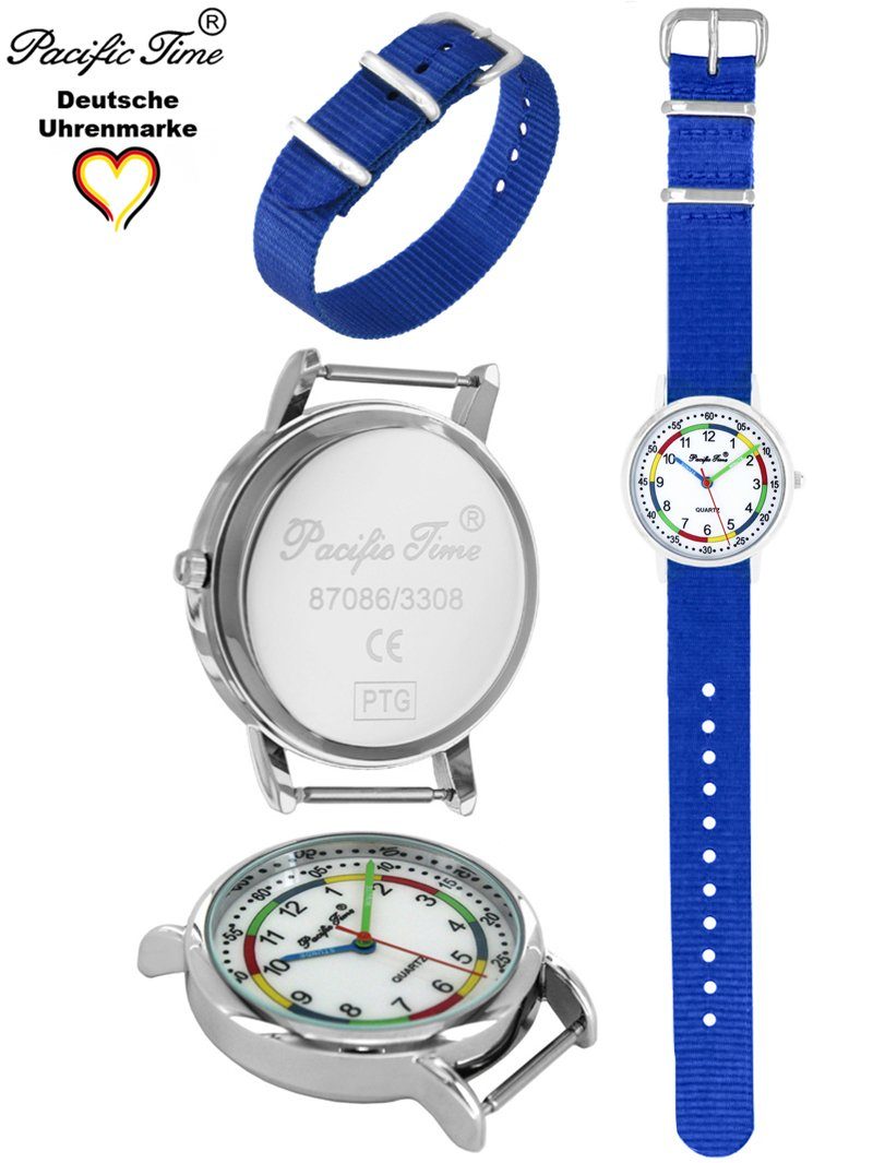 Pacific Time - First und Wechselarmband, Versand Armbanduhr Mix Match Gratis Quarzuhr Design Kinder Lernuhr nachhaltiges royalblau