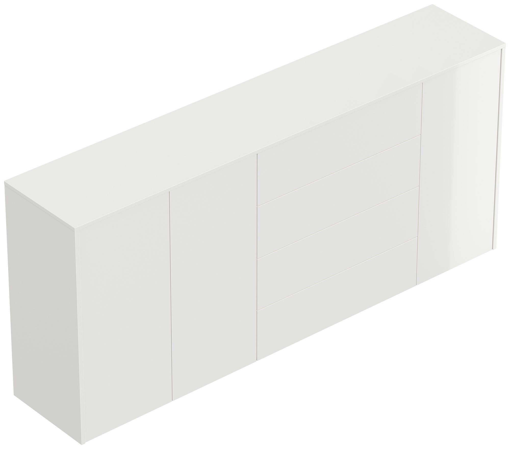 Magnolia Home Kommode Sideboard Impulse 200cm 3 Türen 4 Pushauszüg Weiß Hgl