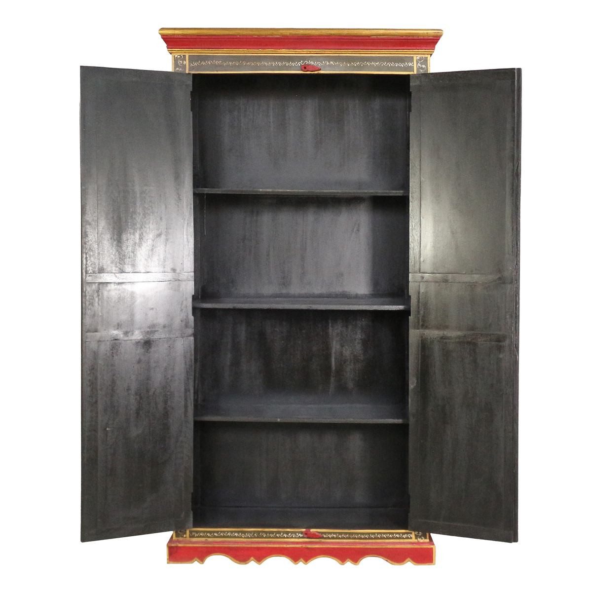 Oriental Galerie Mehrzweckschrank Tibet Wandschrank Nyima Rot 175 cm