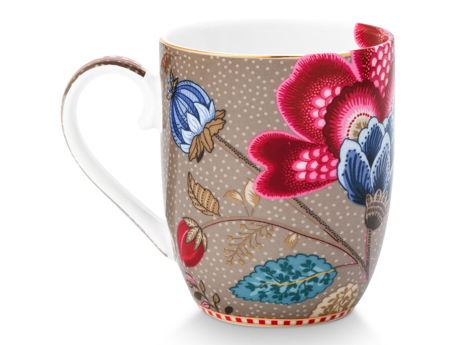 PiP Studio Becher Blooming Tales Fantasy Khaki Small Henkelbecher 0,2l Set2, Porzellan – Bild 4 von 5