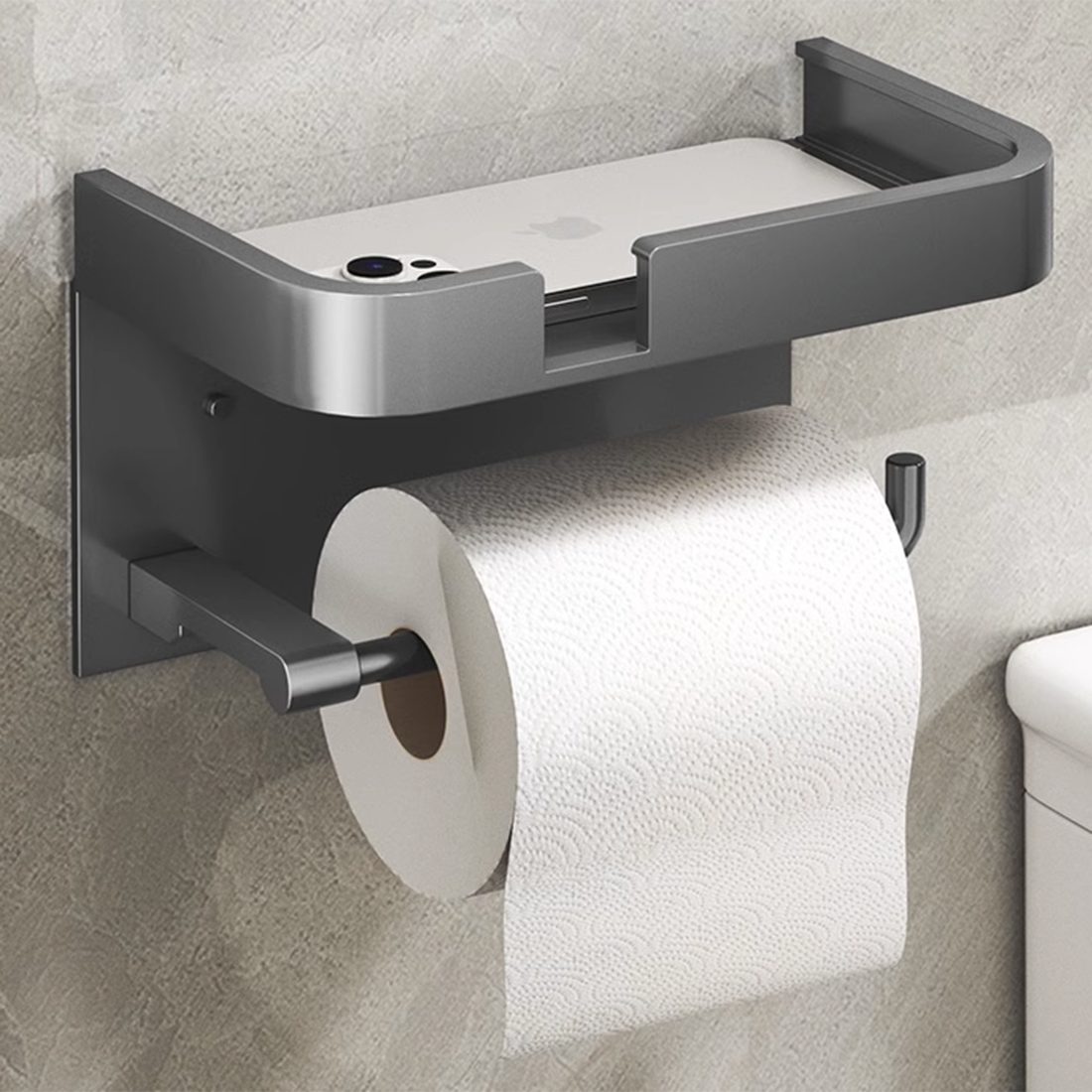Haiaveng Toilettenpapierhalter ohne Klopapierhalter Ablage, mit Papierhalter Bohren, Toilettenpapierhalter,Toilettenpapierhalter