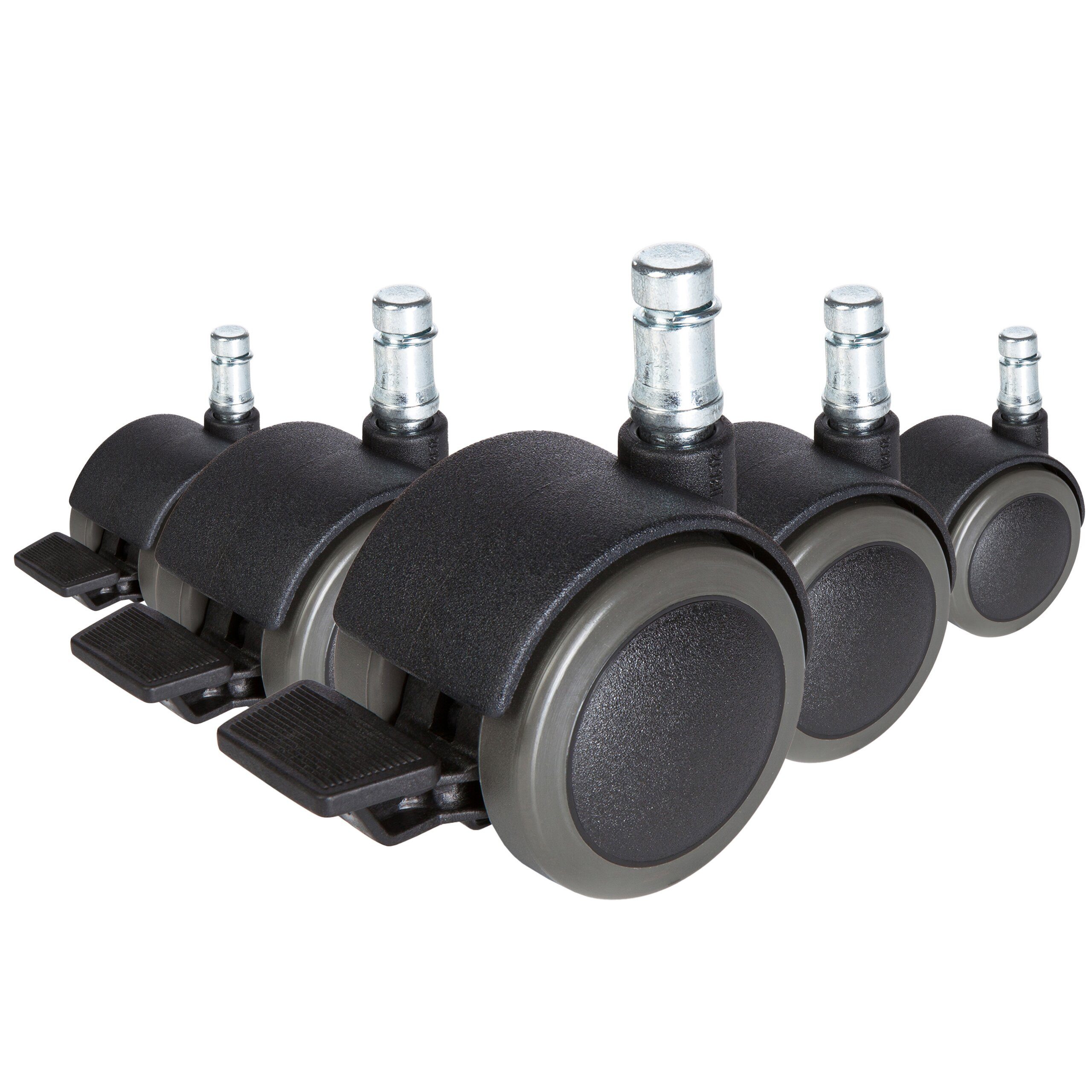 hjh OFFICE Stuhlrolle Stuhlrollen 5X Rolo Stop 11Mm/50Mm, (5er Pack), Hartbodenrollen Bürostuhl, Rollen für Schreibtischstuhl