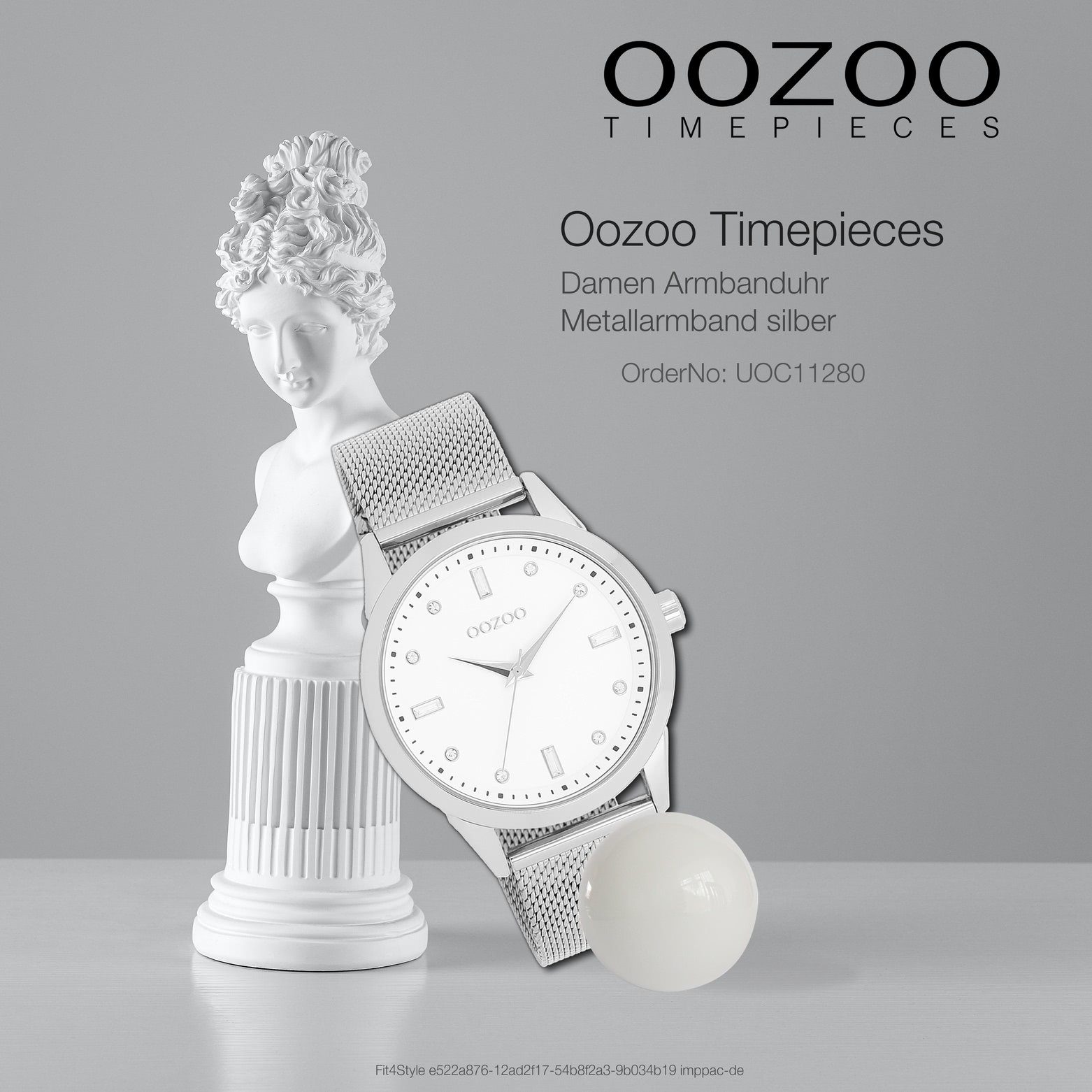 Damenuhr OOZOO (ca. 40mm) rund, Oozoo Quarzuhr Timepieces Metallarmband, Fashion-Style Armbanduhr groß Analog, Damen