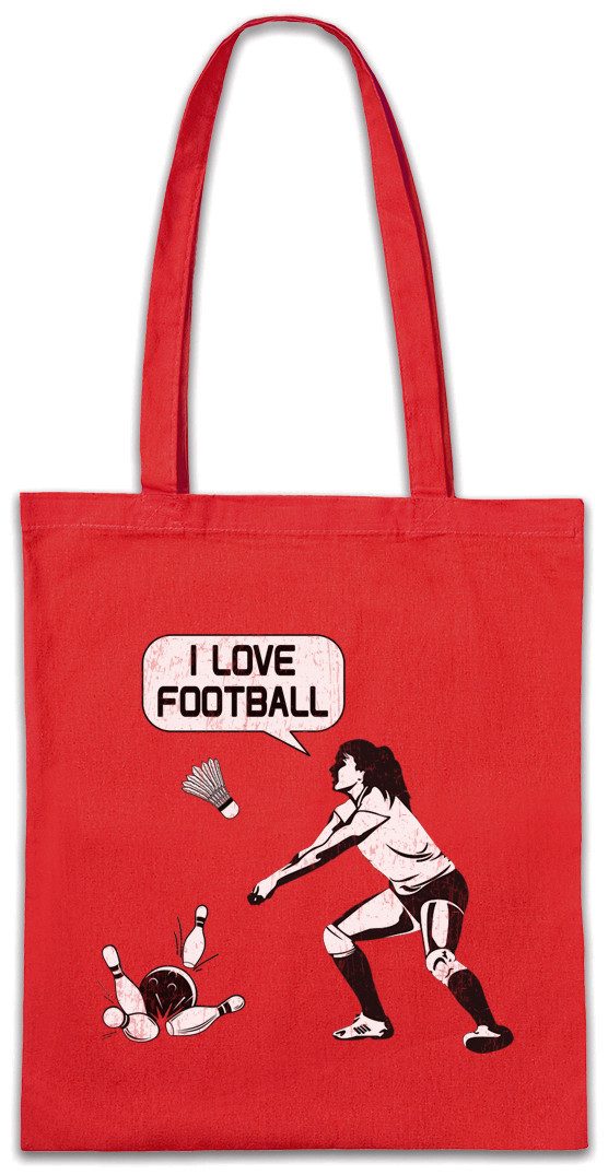 Urban Backwoods Beuteltasche I Love Football Stofftasche Kegeln Bowling Volleyball Beach Badminton (1-tlg), Fußball Fasching Karneval Comedy