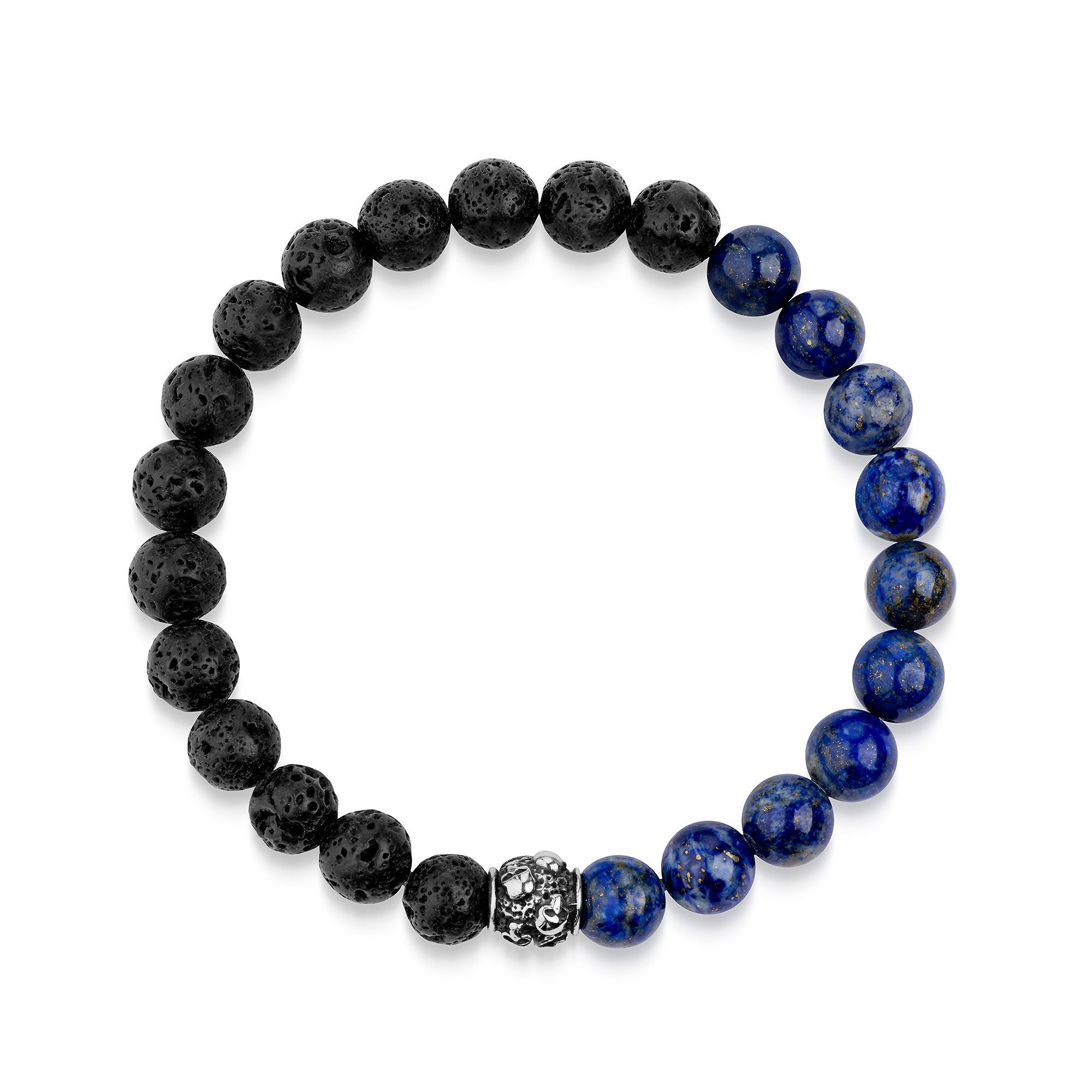 Zeeme Armband Edelstahl Lavakugeln und Lapis