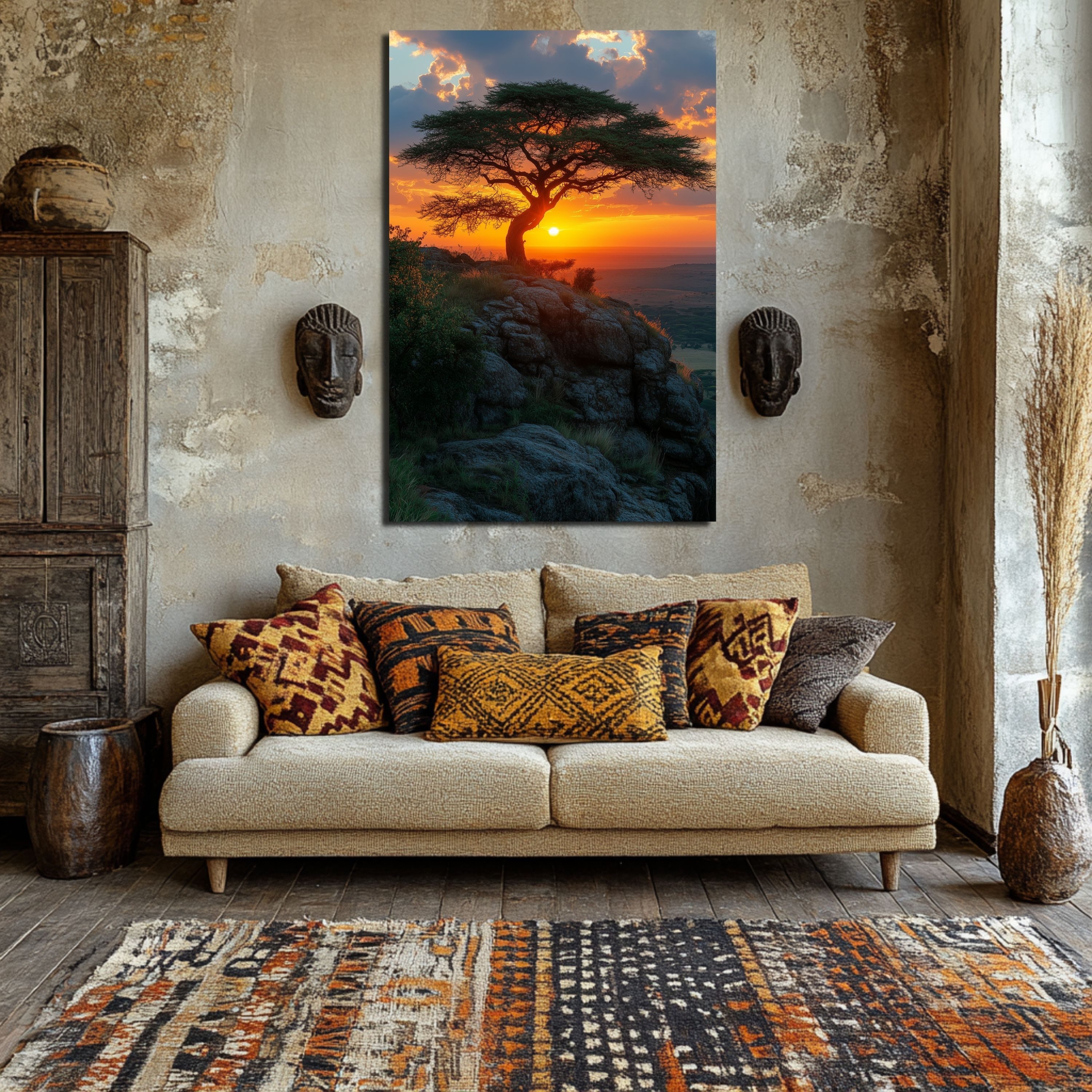 DARO Design Leinwandbild Modern Abstrakt Wandbilder XXL Wandbild Wand Deko Leinwand Bilder, (Afrikanischer Baum - Bild groß Wohnzimmer Schlafzimmer Küche Esszim – Bild 4 von 5
