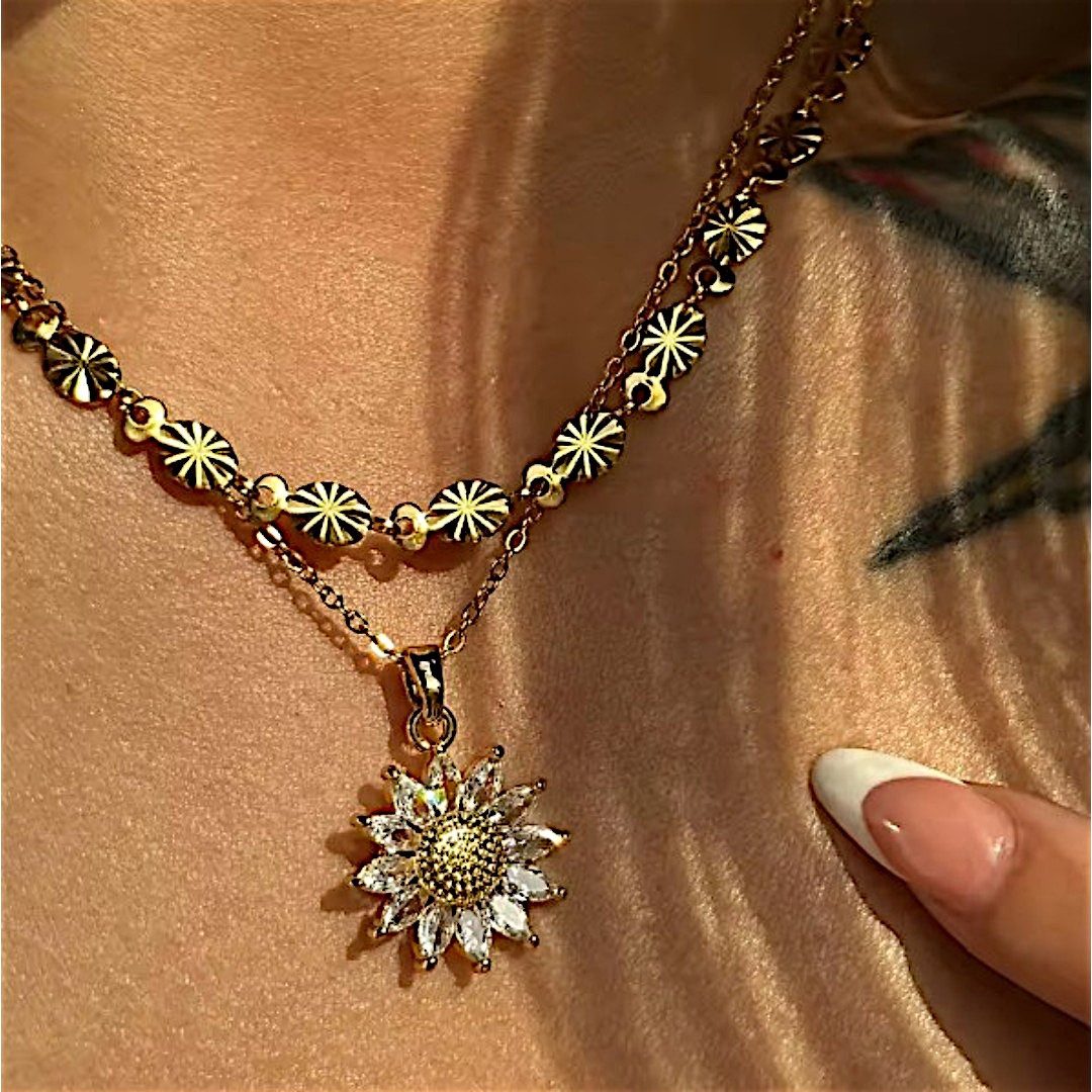 Medusa Accessoires Charm-Ketten-Set Sonnenblume Edelstahl Kette