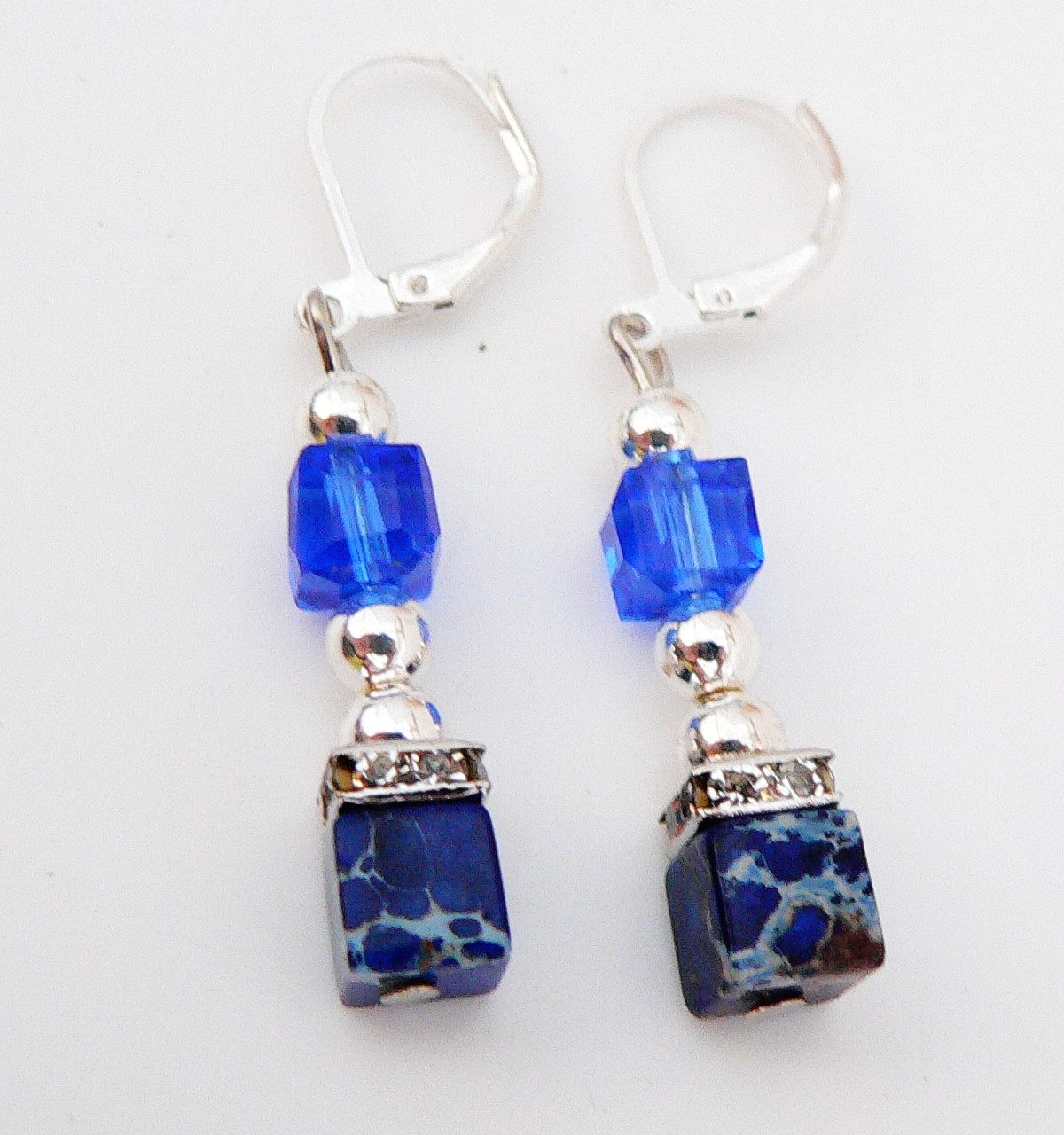traumschmuck Ohrhänger-Set 560a-o Ohrringe Kristallglau Jaspis vers. Hämatitperlen (Valentinstag, Geburtstag), handgefertigt, Made in Germany