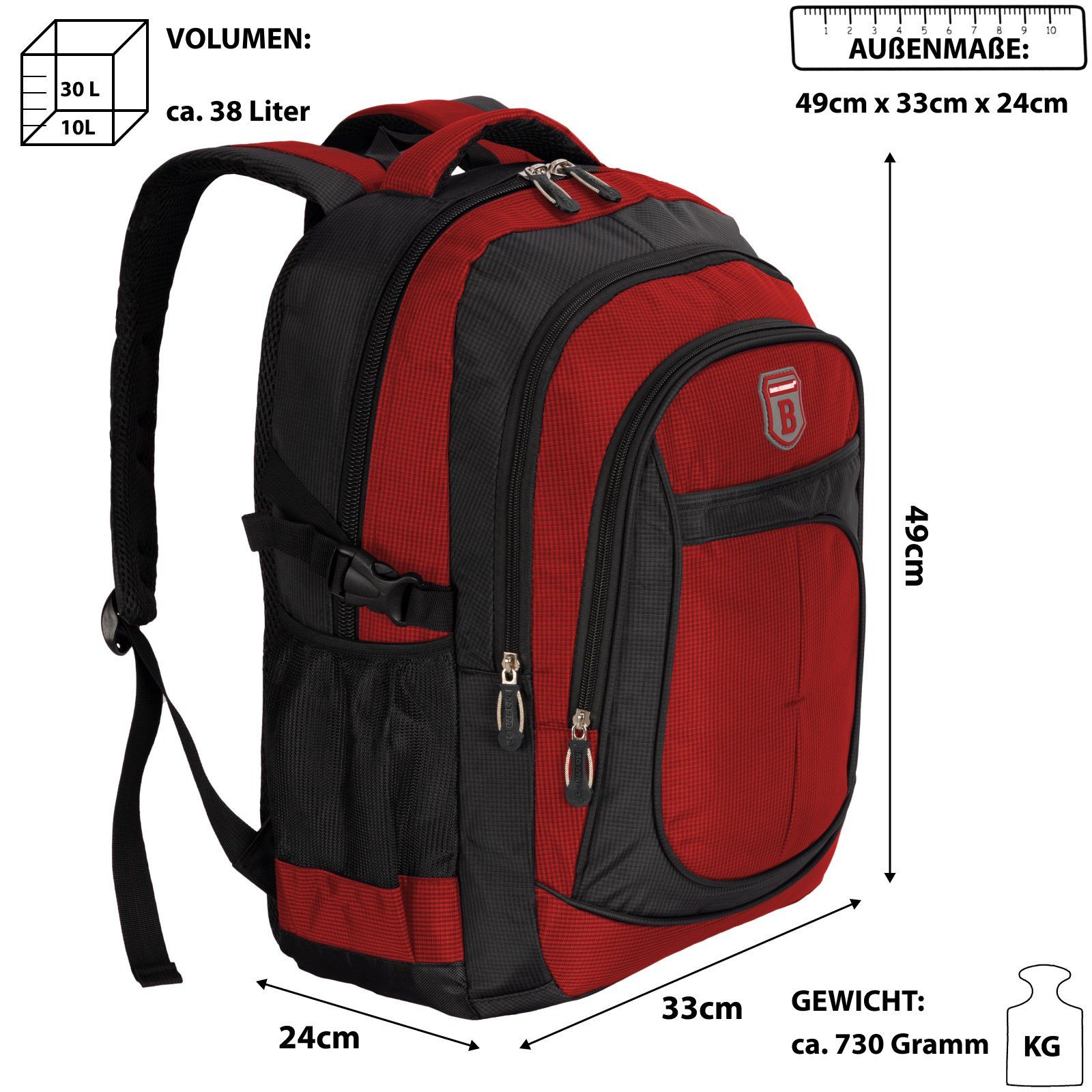 BAG STREET Rucksack Rucksack Damen Herren Sport Schulrucksack Freizeit Reise Wandern, Freizeitrucksack, Sportrucksack, Businessrucksack