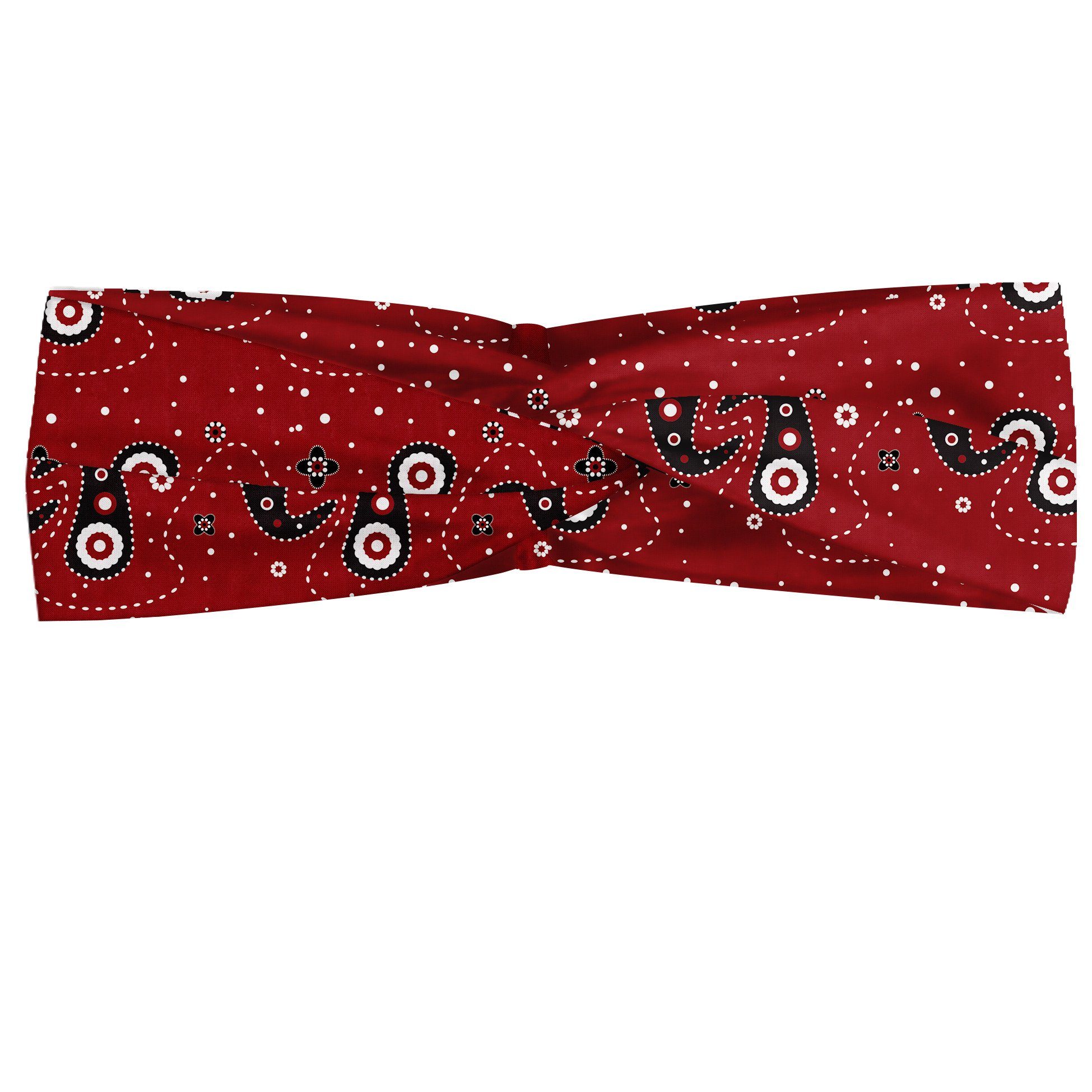 Abakuhaus Stirnband Elastisch und Angenehme alltags accessories rot schwarz Paisley Blumen-Punkte