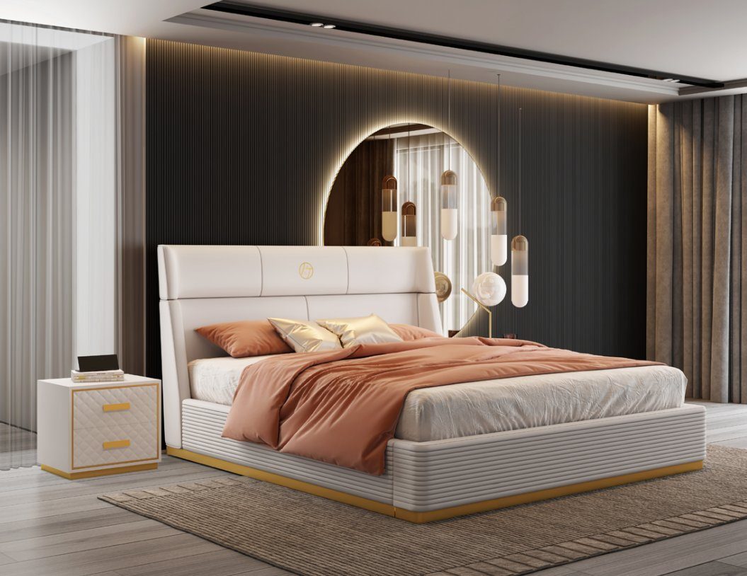 JVmoebel Bett Designer Bett Schlafzimmer Doppelbett Betten Luxus Polster Hotel Neu (Bett), Made In Europe