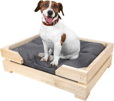 Creative Pets Tiersofa Hundebett aus Holz mit Hundekissen Höhe 14 cm Hundekorb Hundesofa