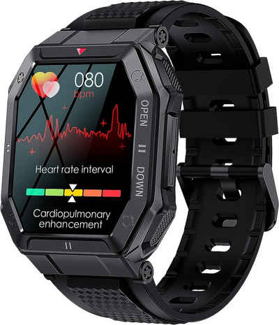 findtime Smartwatch (1,85 Zoll, Android iOS), Herren Armbanduhr mit Telefonfunktion IP68 Militär Sportuhr Fitnessuhr