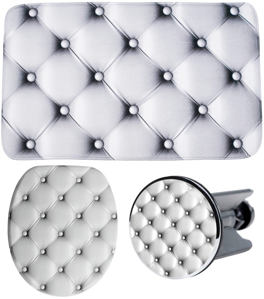 Sanilo Badaccessoire-Set Comfort, Komplett-Set, 3 tlg., bestehend aus WC-Sitz, Badteppich und Waschbeckenstöpsel