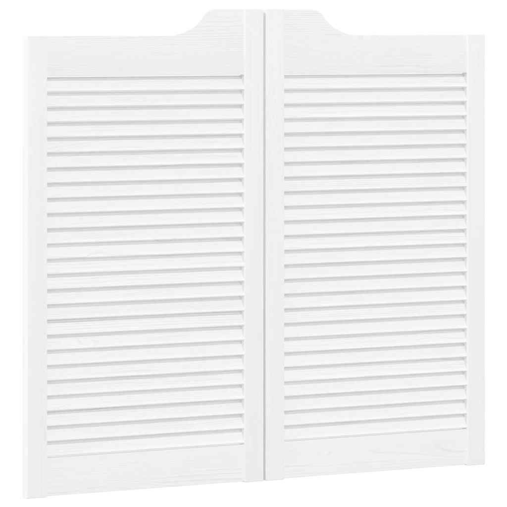 vidaXL Haustür Schwingtüren Lamellen-Design 1-Paar Weiß 90x80 cm (1-St)