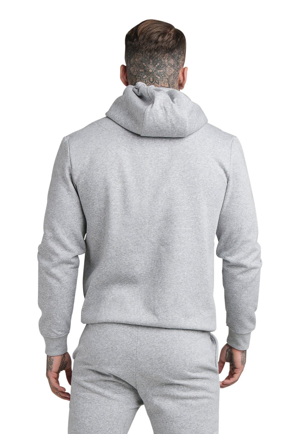 Sweater HOODIE Grey CORE Marl Herren ZIP FUNNEL SikSilk Siksilk NECK SS-18909 Zipper