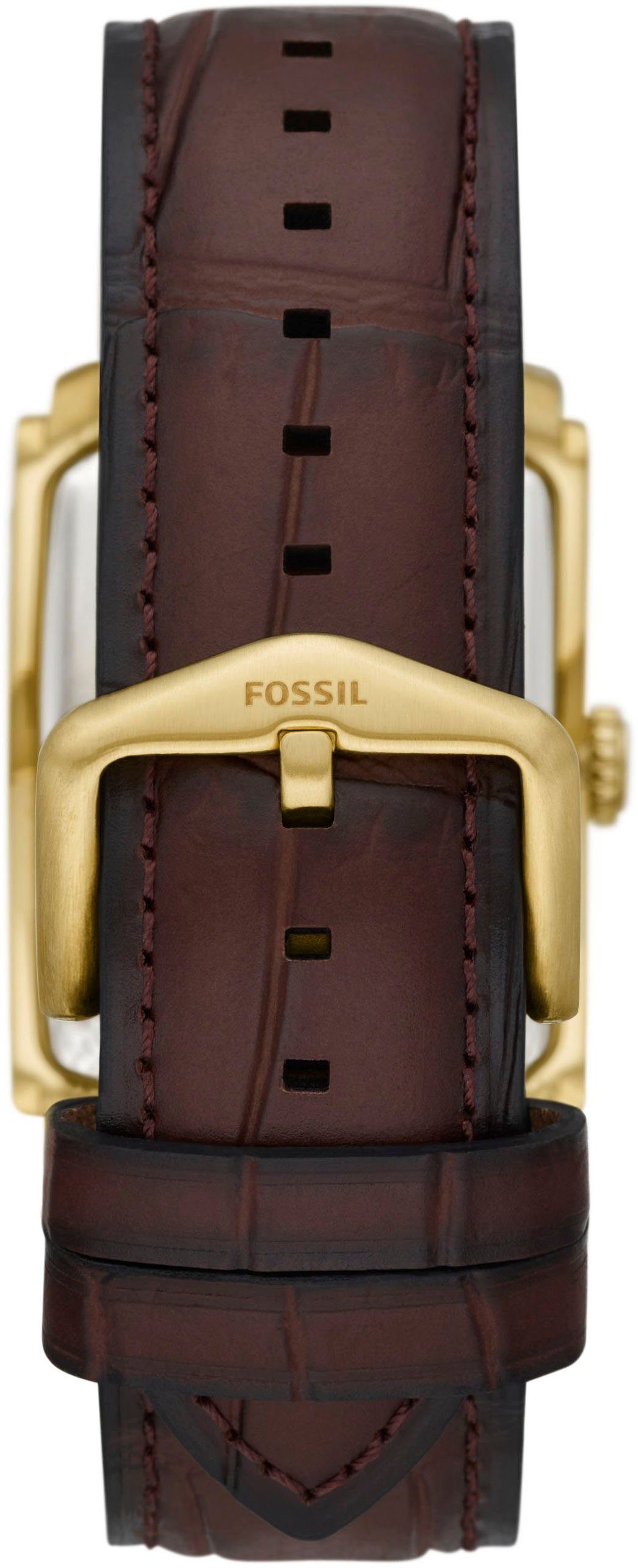 Fossil Quarzuhr CARRAWAY FS6011, Armbanduhr,Herrenuhr, Damenuhr, Nachhaltigkeitssiegel, Lederarmband