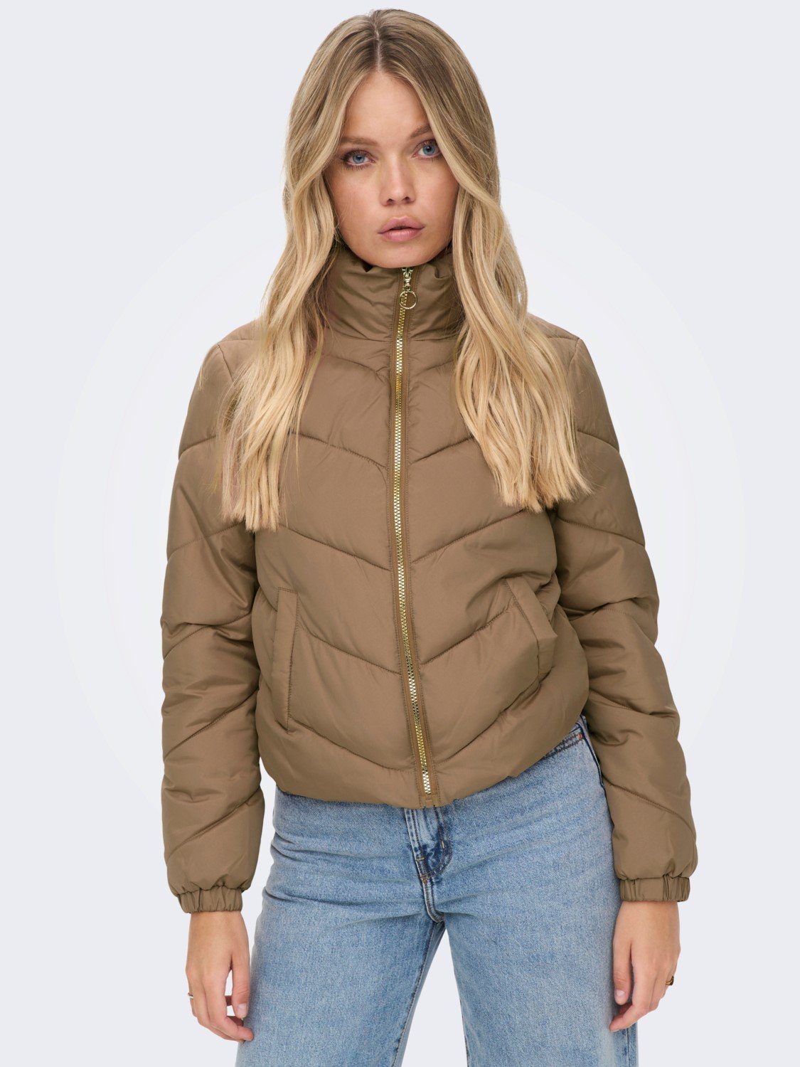 YONG JACQUELINE ohne in Puffer de 4325 Kapuze Jacket Kurze Jacke Hellbraun Stepp JDYFINNO Wattierte Winterjacke