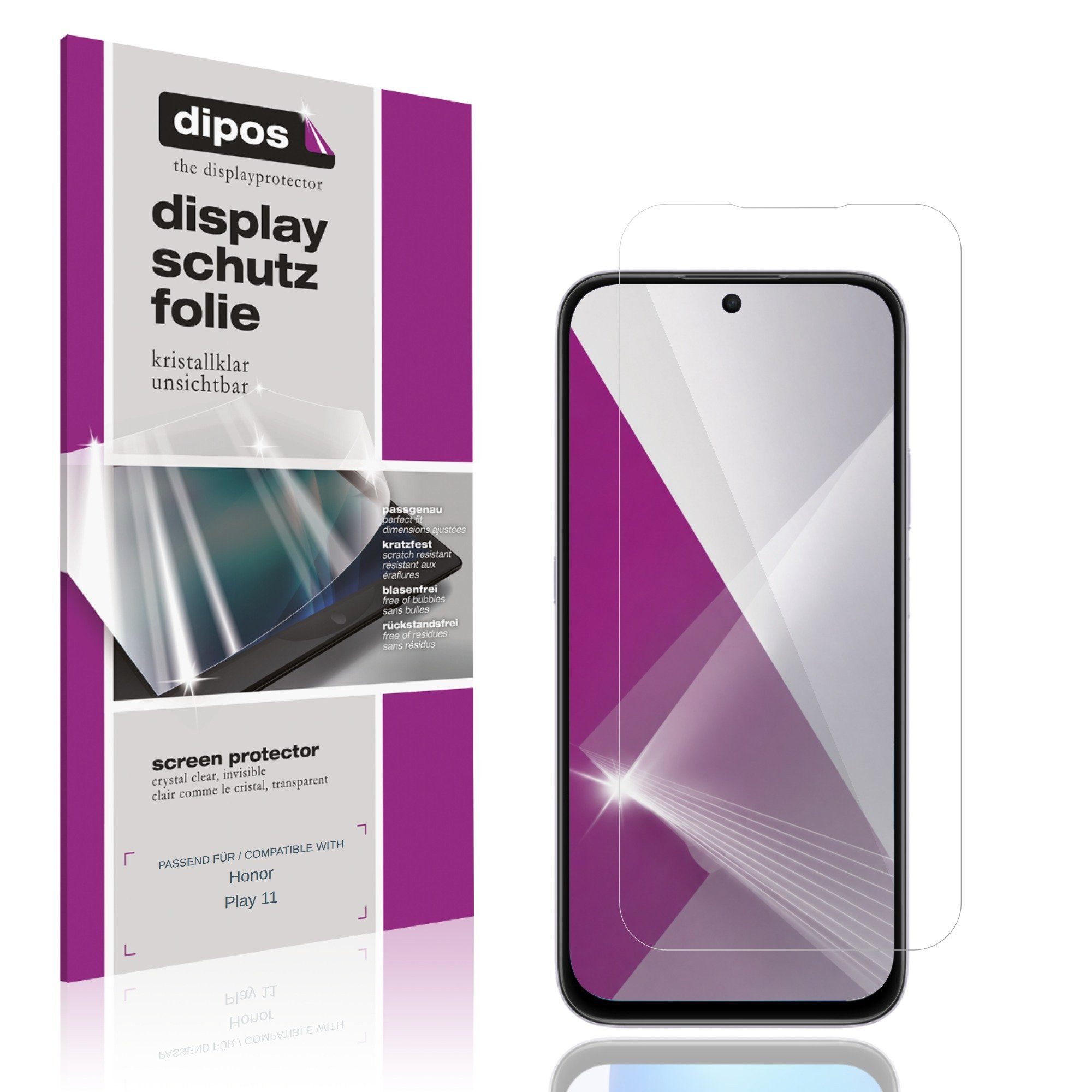 dipos Displayschutzfolie Schutzfolie für Honor Play 11, 4 Stück, Displayschutz Schutz Folie Made in Germany