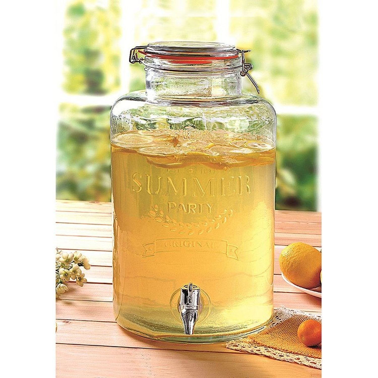 Getränkespender Getränkespender aus Glas 5L Getränkeportionierer Dispenser Saft Wasser
