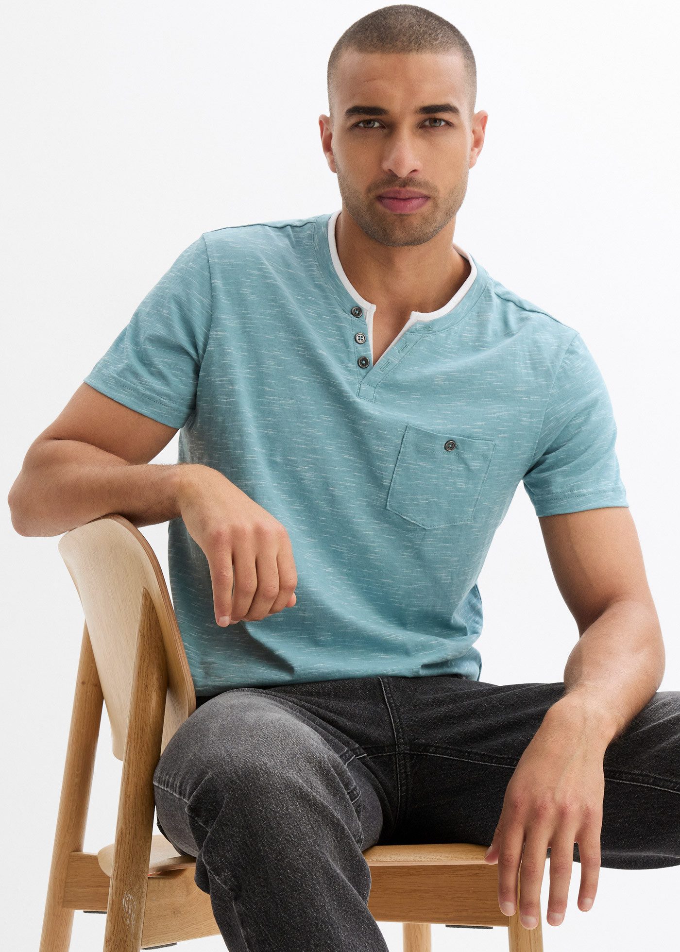 bonprix 2-in-1-Shirt Regular Fit, mit Brusttasche, aus Baumwolle und Polyes günstig online kaufen