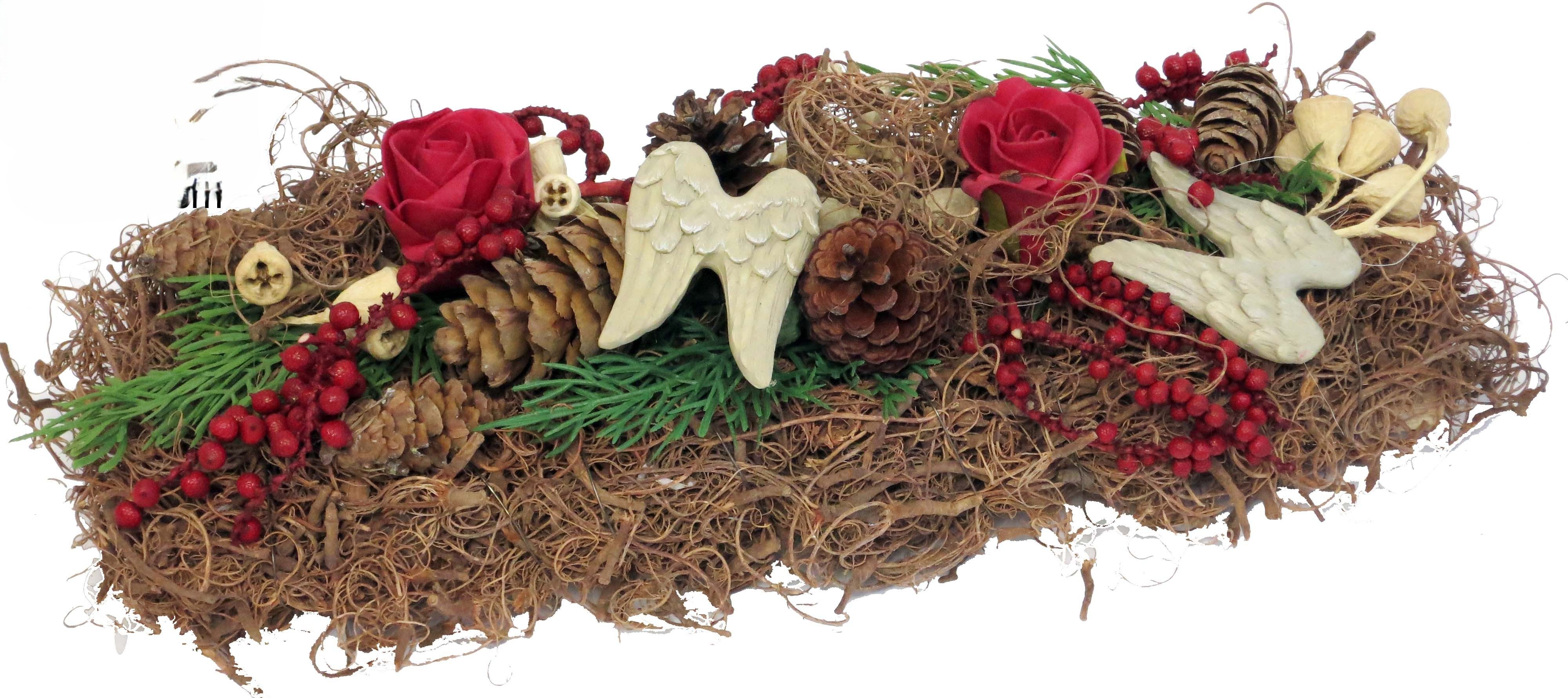 CreaFlor Home Dekokranz Grabschmuck, Handarbeit, Natur, Motiv: Engelflügel