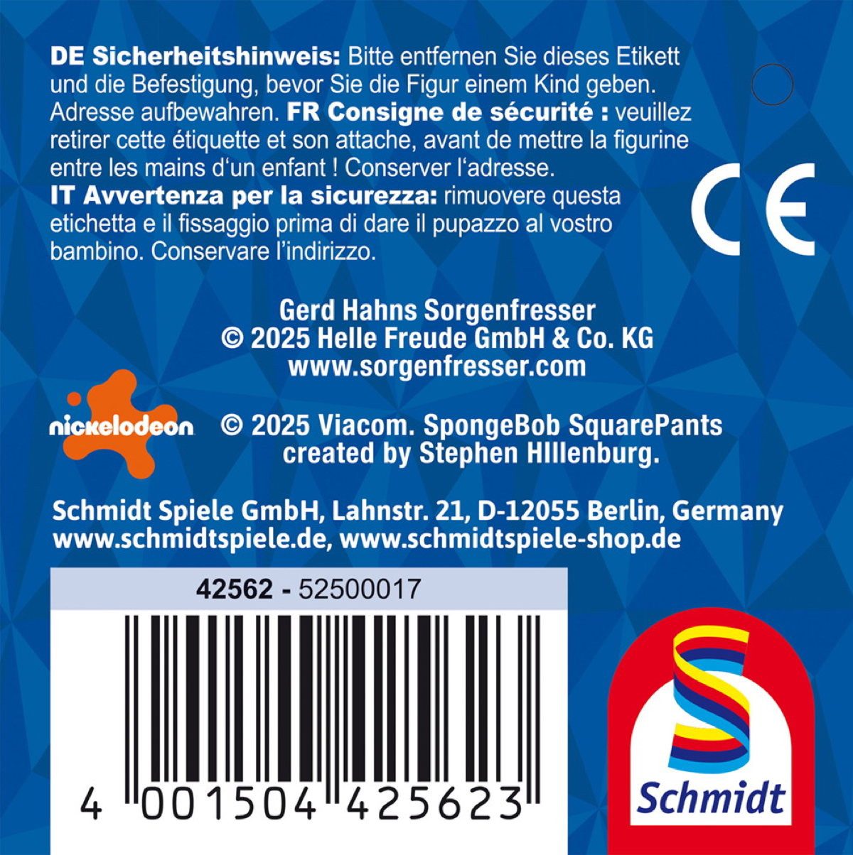 Schmidt Spiele Plüschfigur Plüsch Stofftier SpongeBob 25 cm 42562