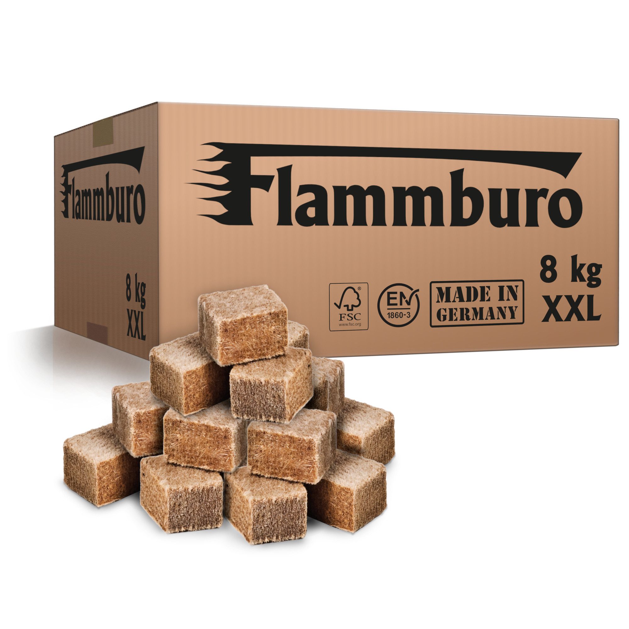 FLAMMBURO Grillanzünder Anzündwürfel 8 kg XXL - Grillanzünder, Kaminanzünder, Ofenanzünder, 8 kg