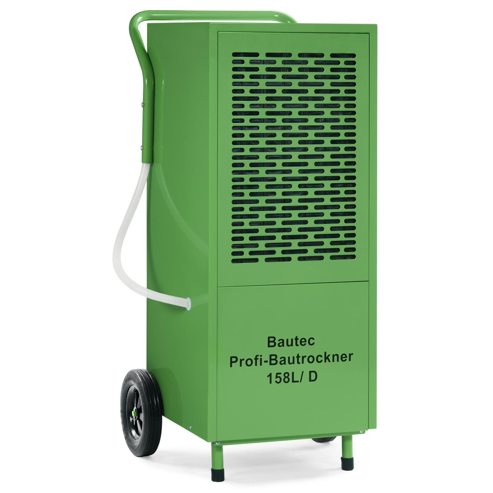BAUTEC Bautrockner mit Kondensatpumpe » bis 158 l/Tag » 300m² » 1.200 m³/h » 1.350 Watt, für 300 m³ Räume, Entfeuchtung 158 l/Tag, TUEV-geprüft