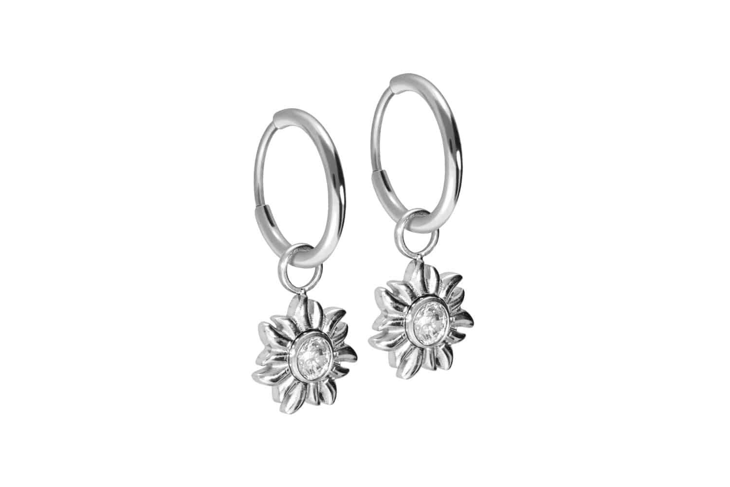 FILANGO Paar Creolen Titan Ohrclicker Creolen SONNE + KRISTALL (Creolen, 1-tlg)