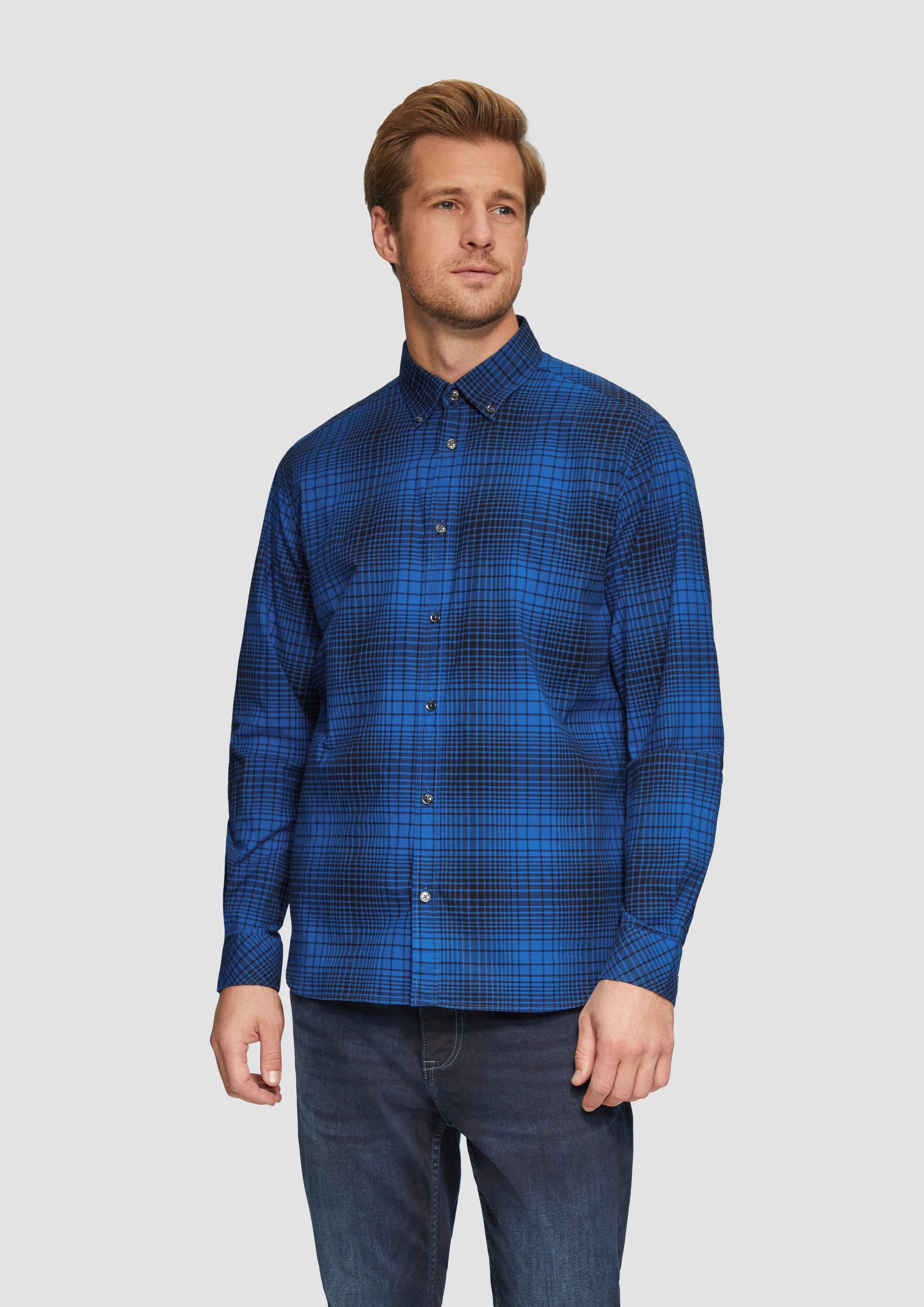 Langarmhemd Regular Fit: Kariertes Button-down-Hemd aus Baumwollstretch