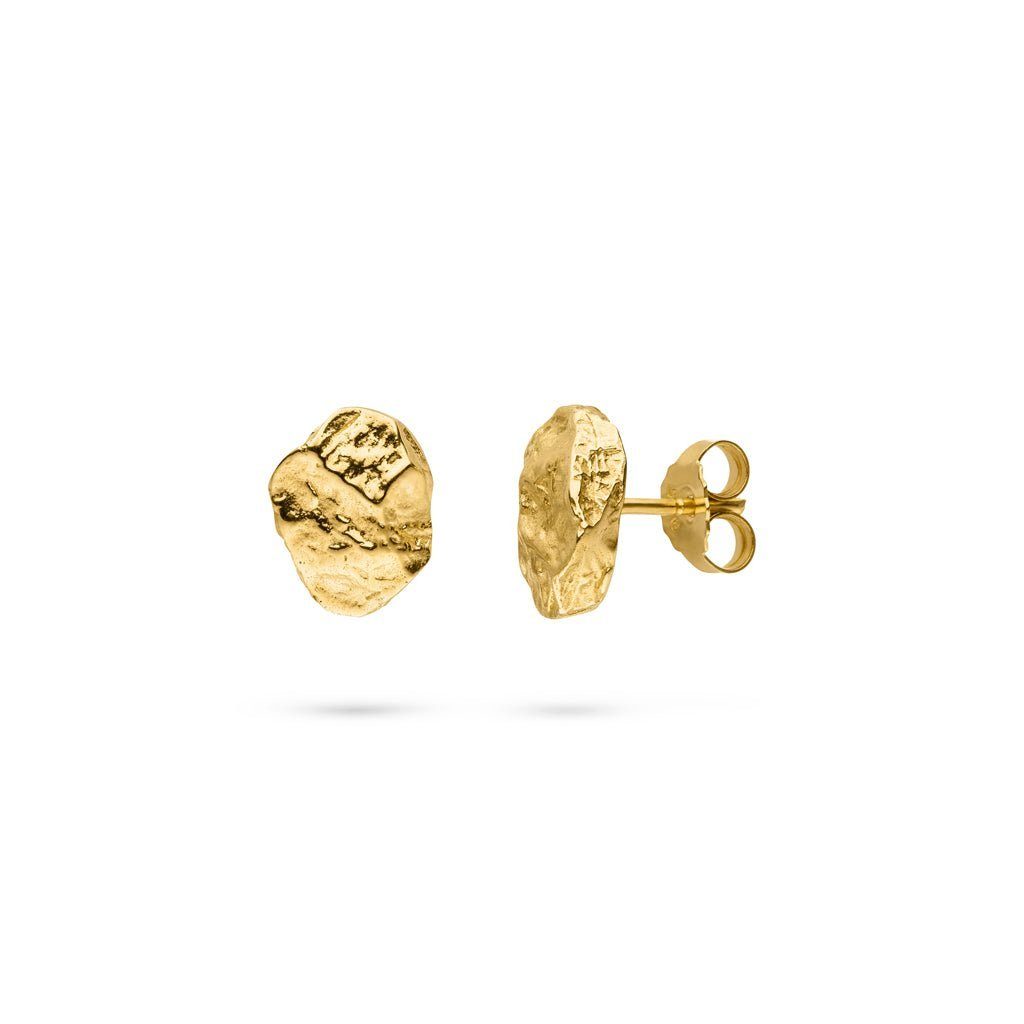SKIELKA DESIGNSCHMUCK Paar Ohrstecker Silber Ohrstecker "Nugget" 12x9 mm (Sterling Silber 925 vergoldet), hochwertige Goldschmiedearbeit aus Deutschland