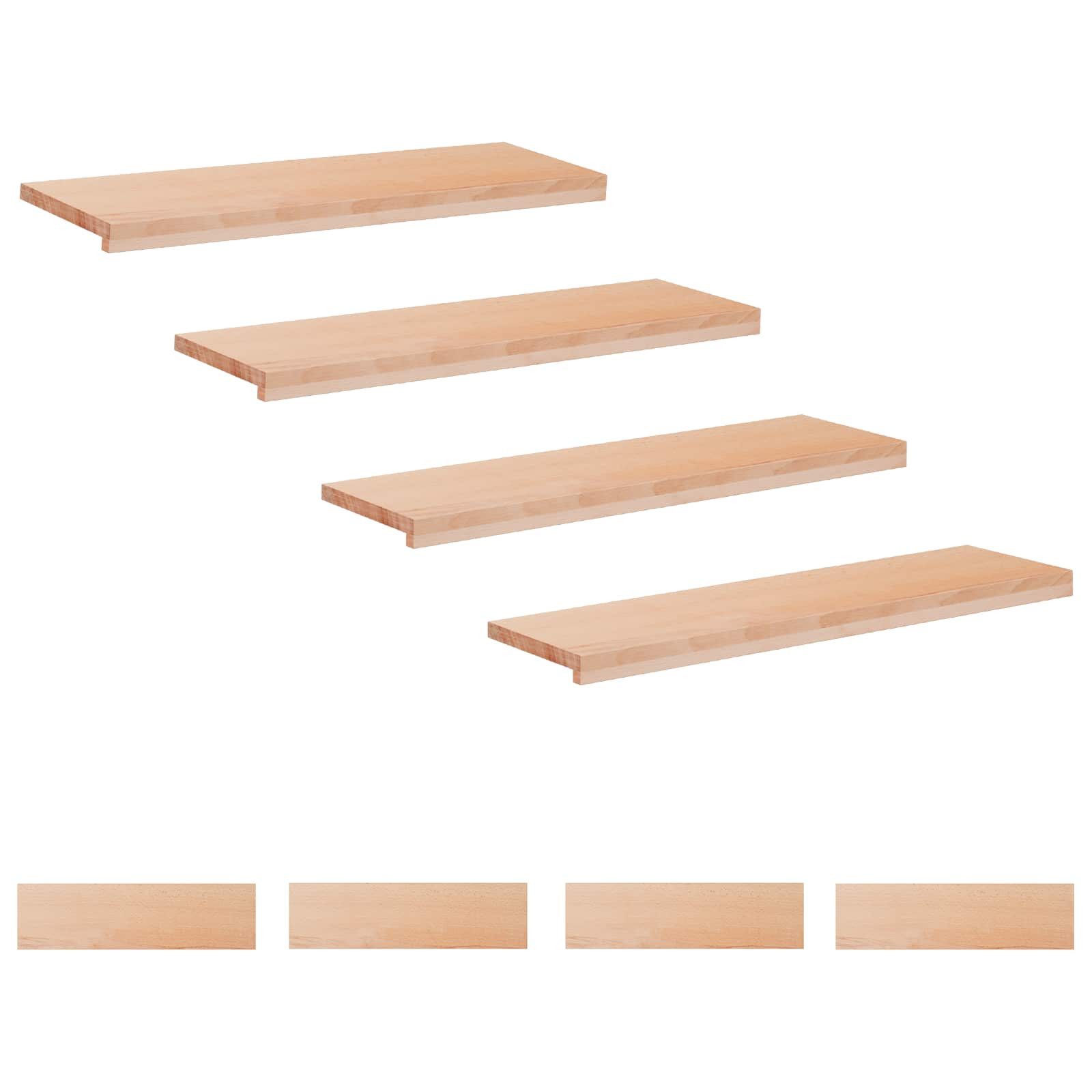 vidaXL Stufenmatte Treppenstufen 8 stk. 90 x 30 x 2 cm Natur Massivholz Buche, Höhe: 2 mm