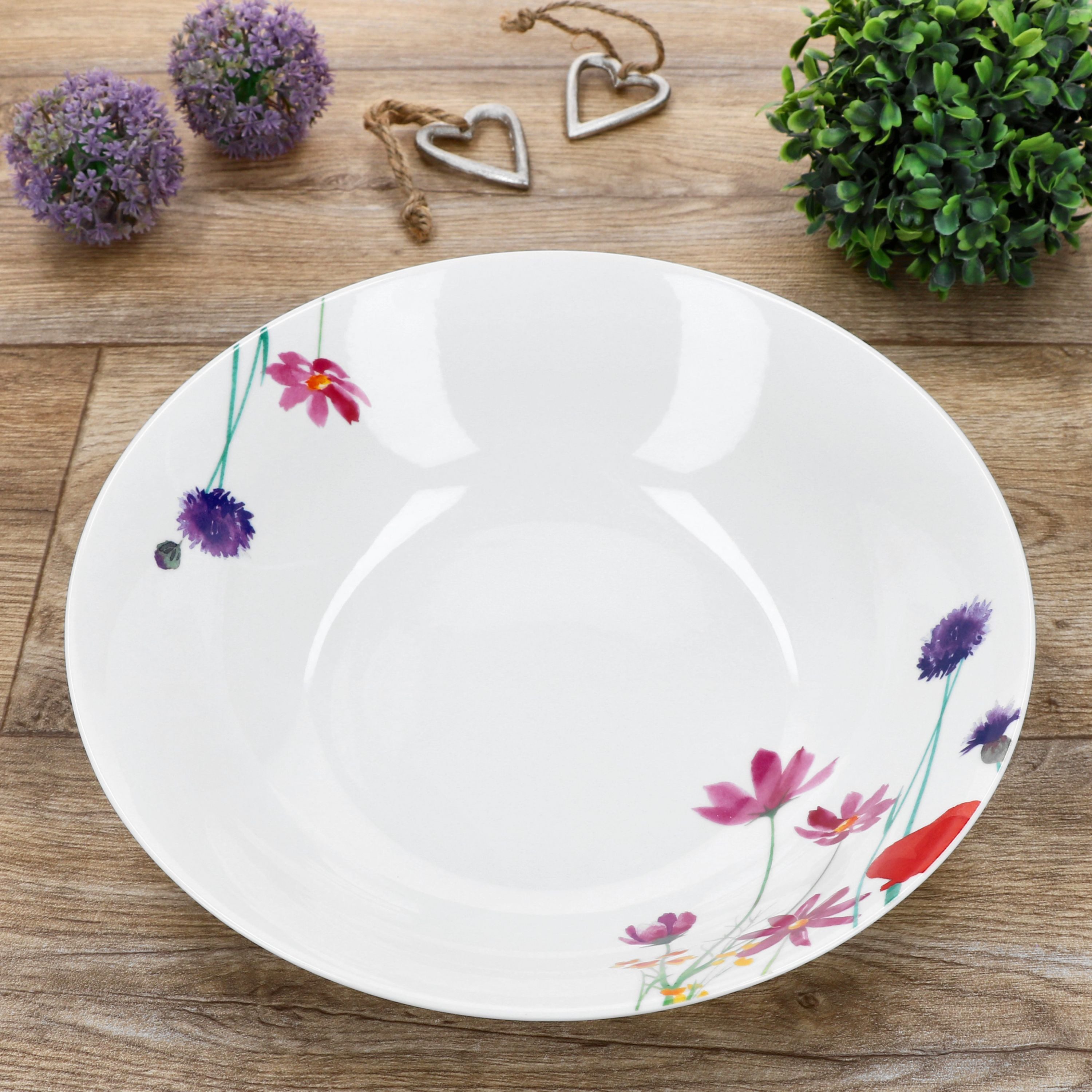 MamboCat Rührschüssel 2x Marie Servierschale Ø25,5cm 1,3L Porzellan Blumen Suppenschüssel, Porzellan – Bild 5 von 5