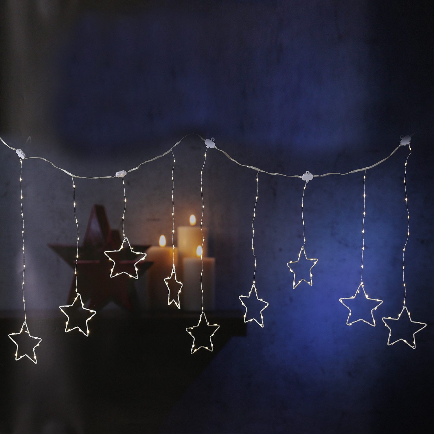 MARELIDA LED-Lichtervorhang Sterne Fensterbeleuchtung Weihnachtsbeleuchtung günstig online kaufen