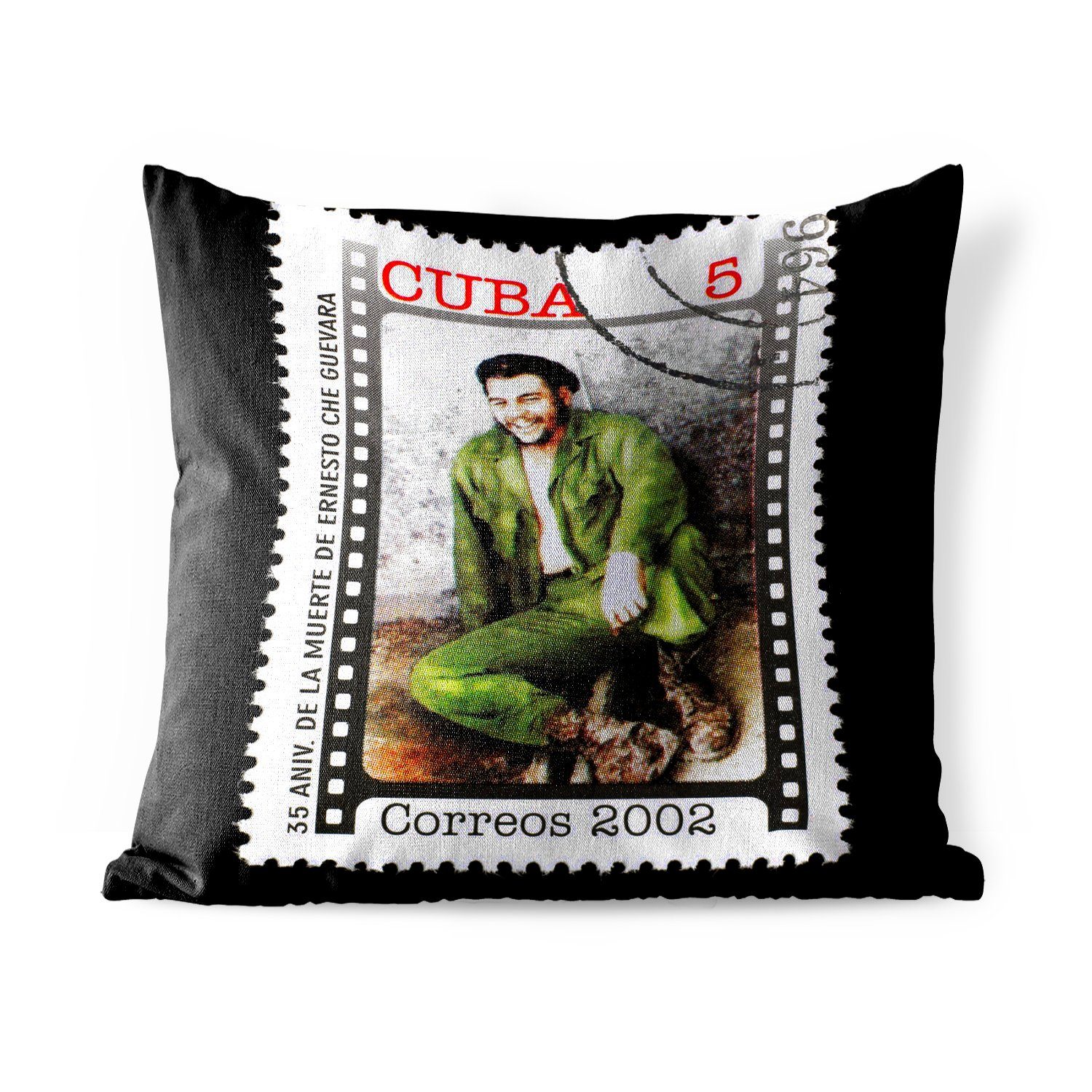 MuchoWow Dekokissen Briefmarke mit Che Guevara, Kissenbezüge, Kissenhülle, Dekokissen, Dekokissenbezug, Outdoor